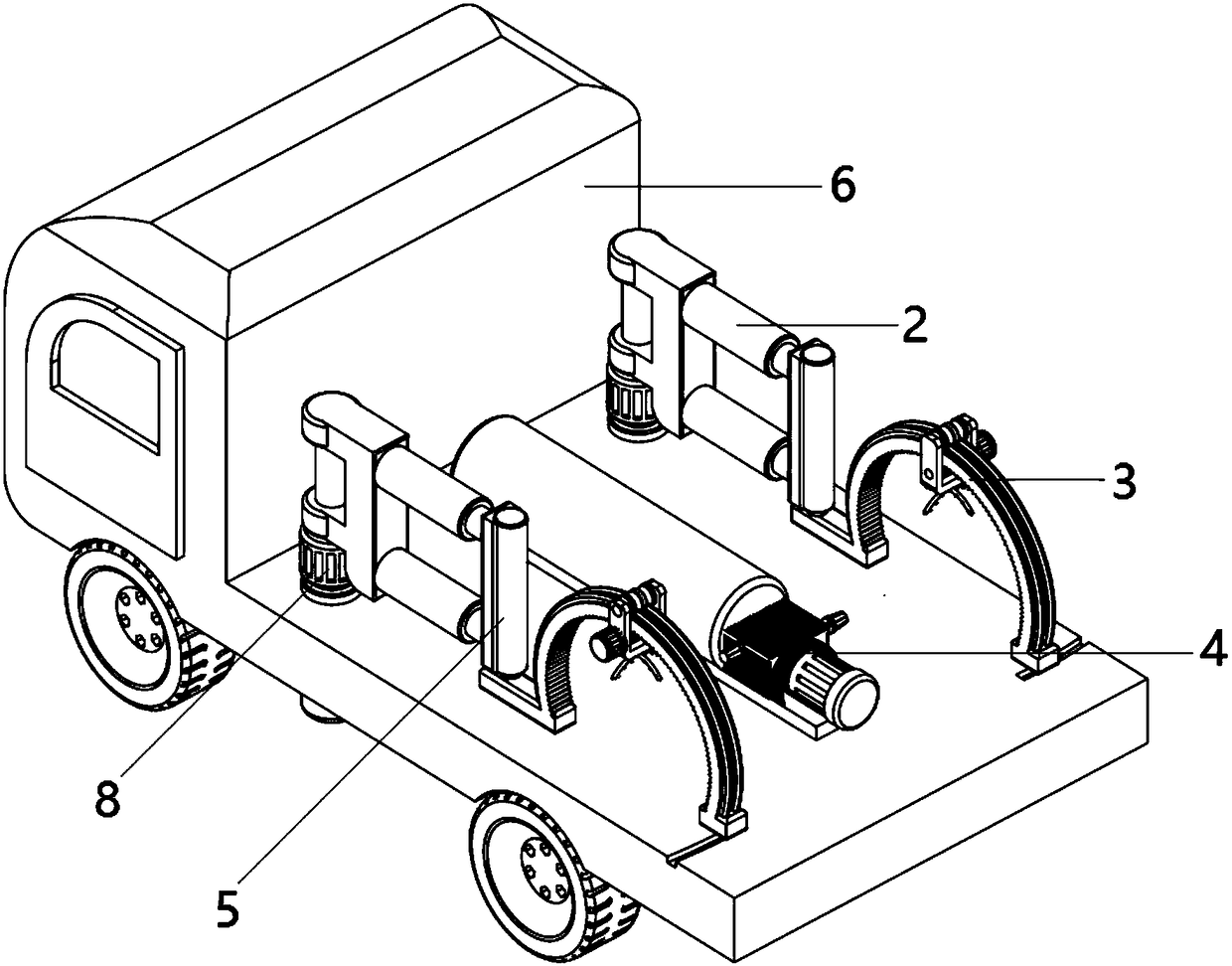 Air blowing type dust removal device for municipal administration landscaping plant surfaces