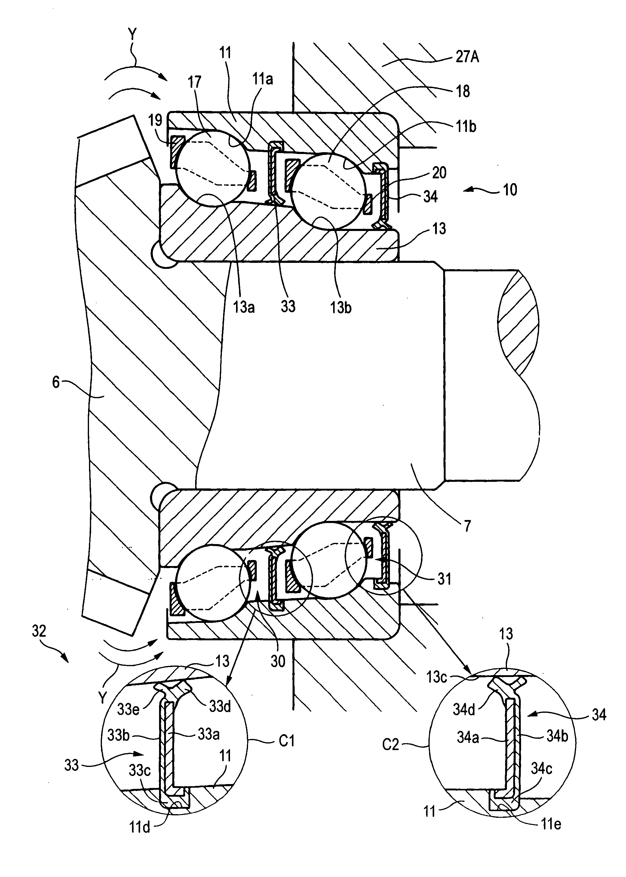 Rolling bearing device for supporting pinion shaft