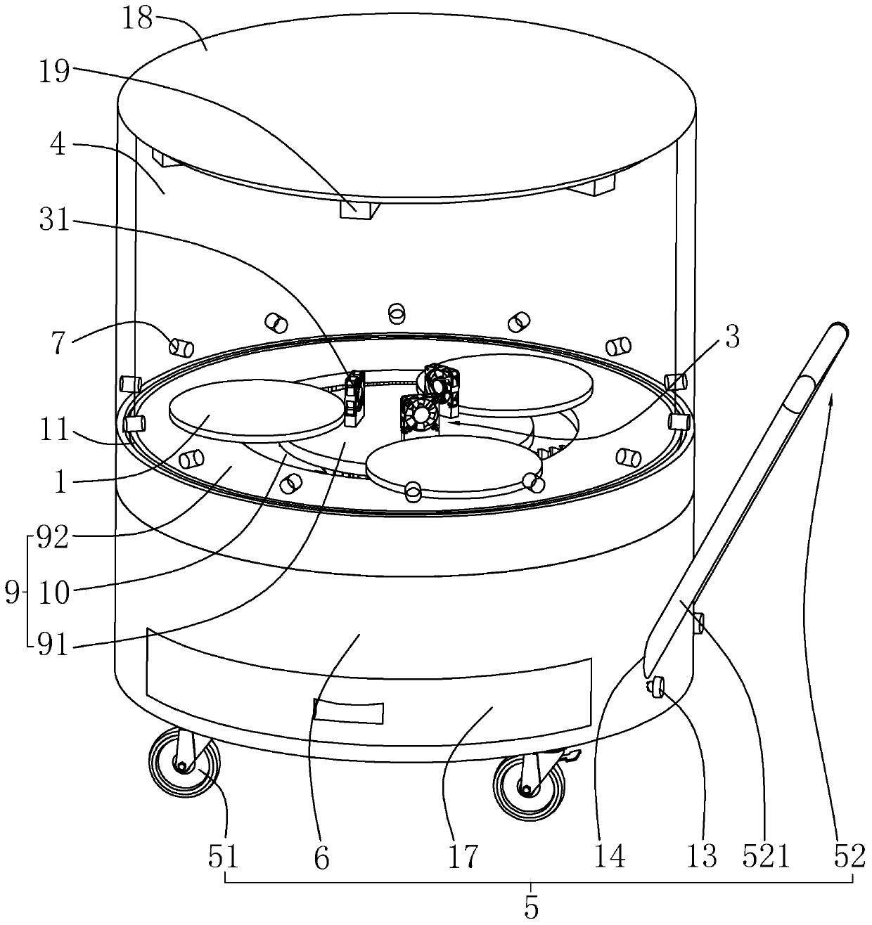 Rotatable electronic product display cabinet capable of demisting