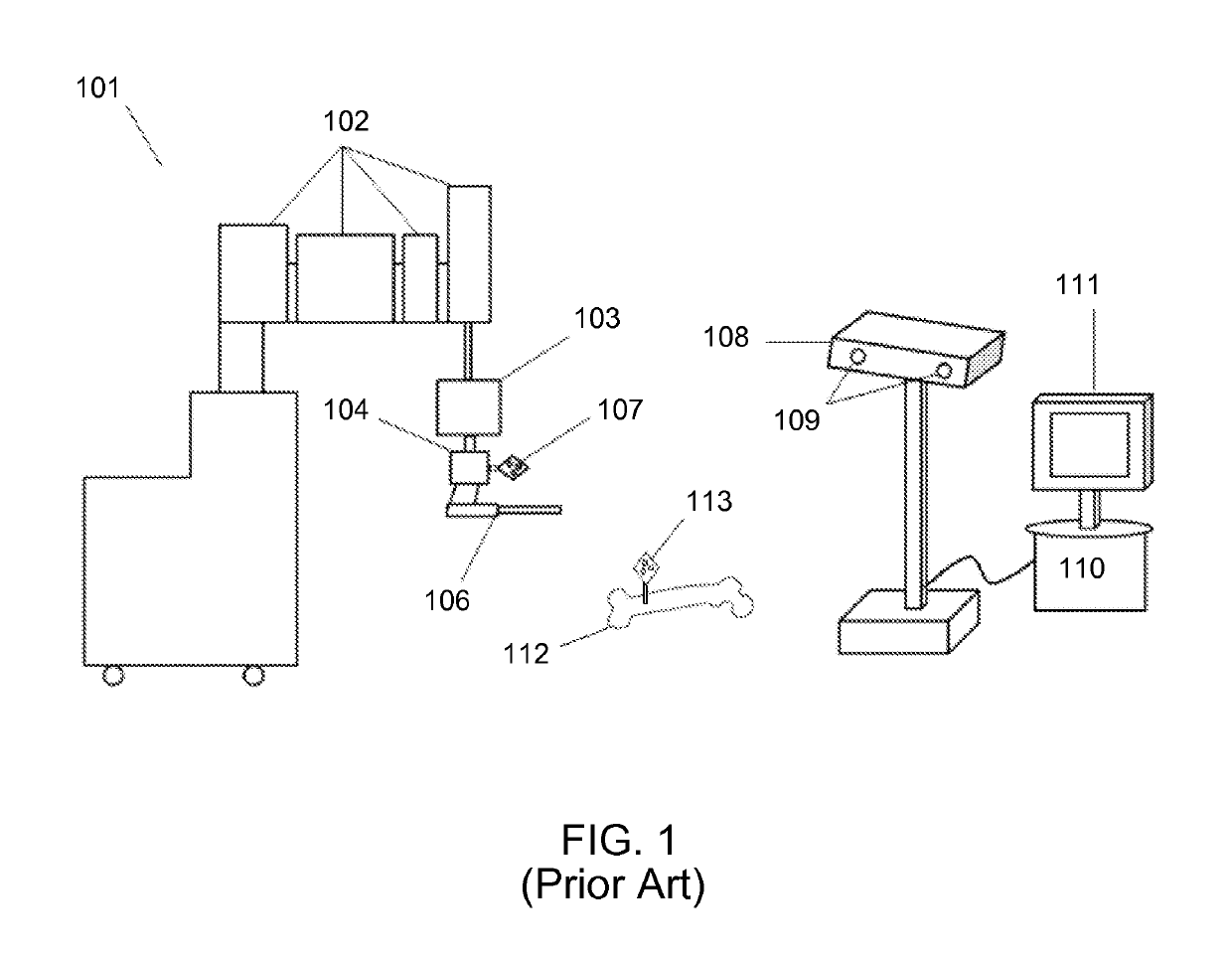 Actively controlled optical tracker with a robot