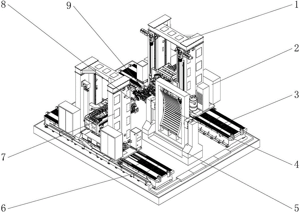 Overall layout method for automatic drilling-riveting machine capable of adjusting height and rotary angle of aircraft panel