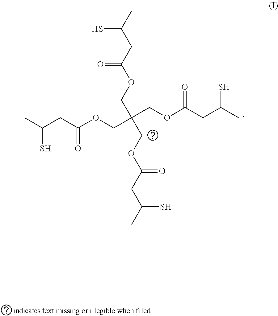 Curable compositions containing thiol compounds