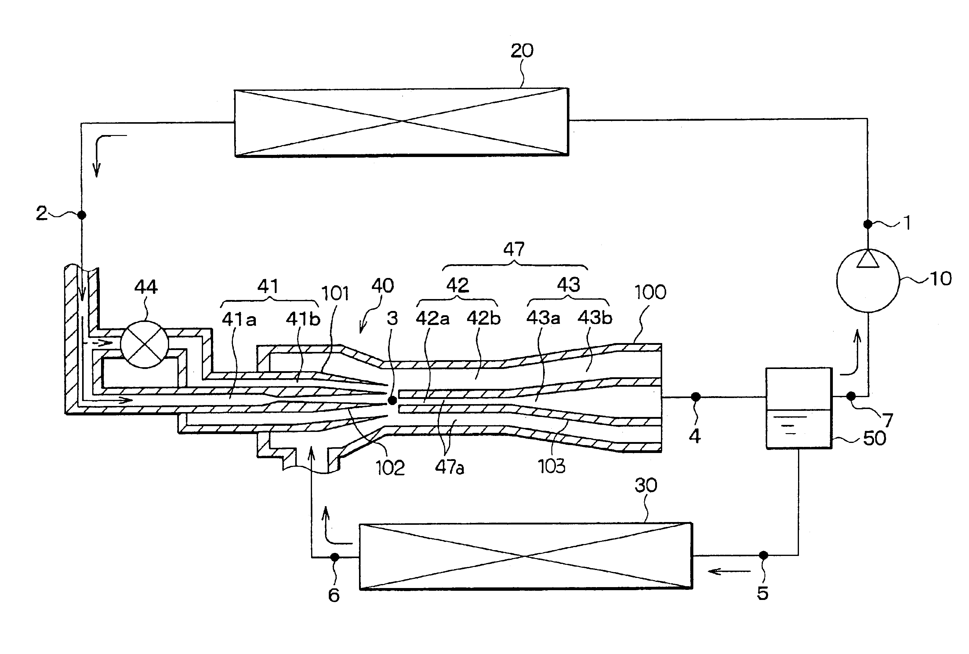 Ejector-type depressurizer for vapor compression refrigeration system