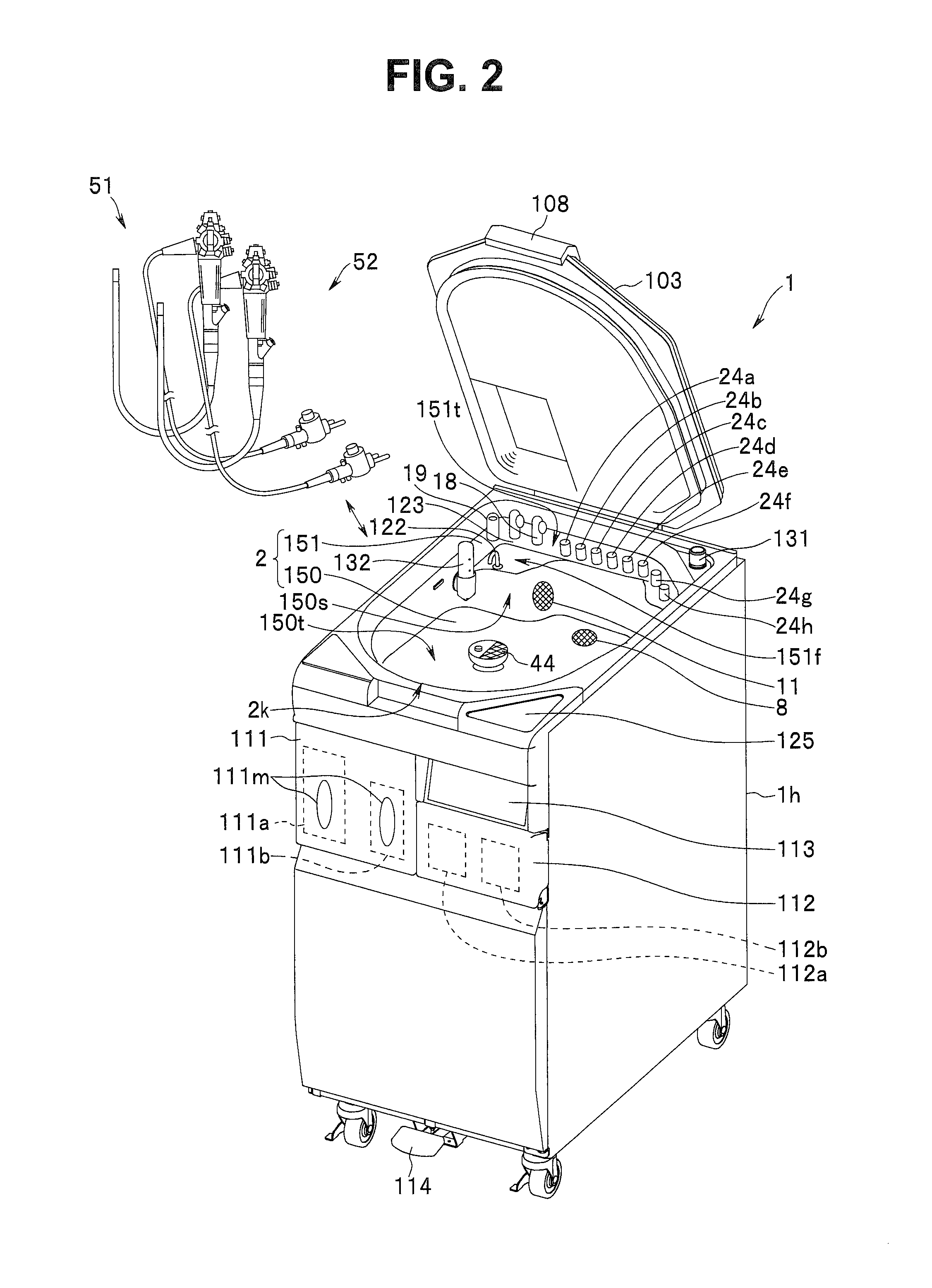 Endoscope cleaning/disinfecting apparatus