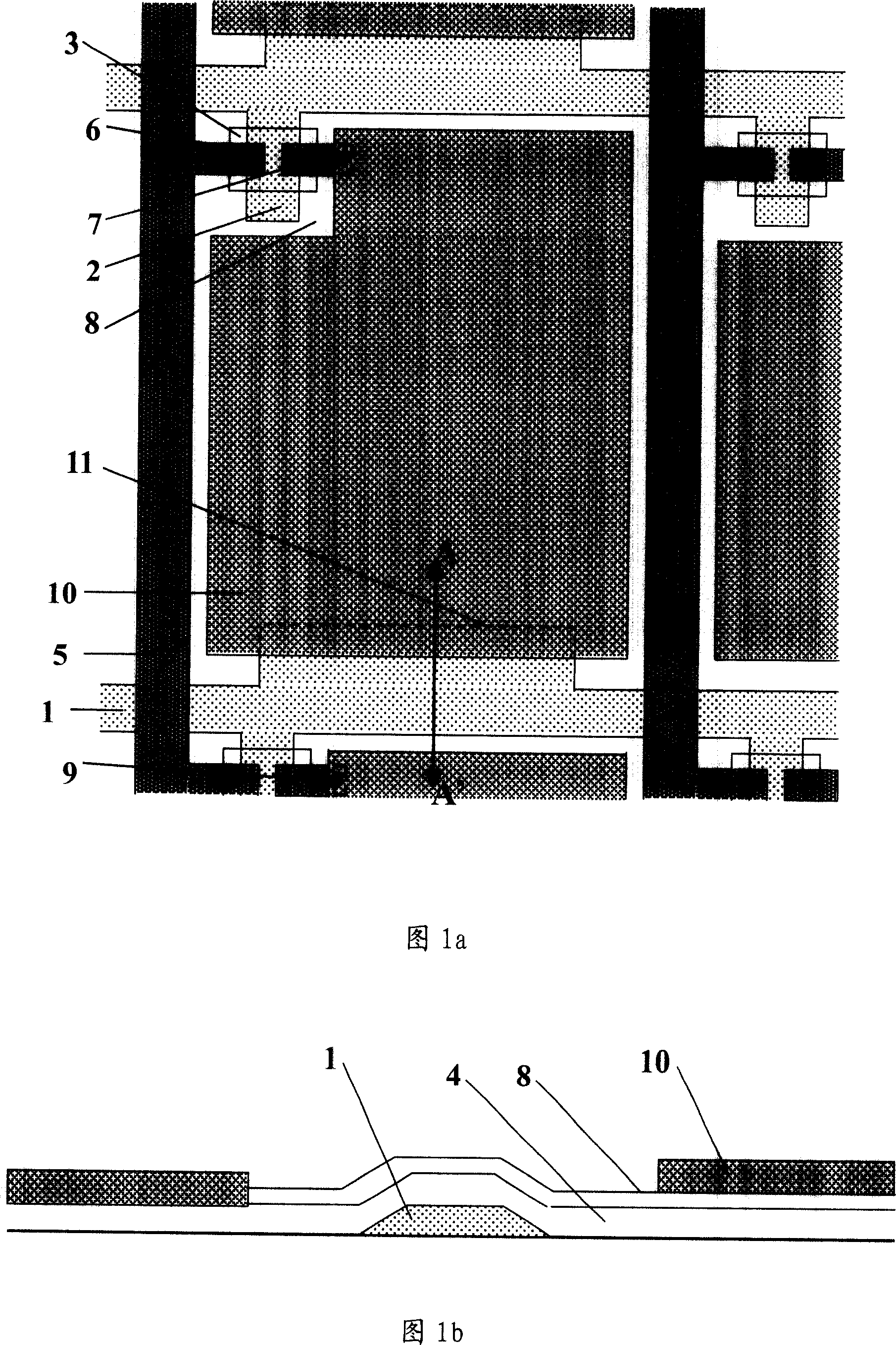 Thin-film transistor LCD pixel structure and its making method