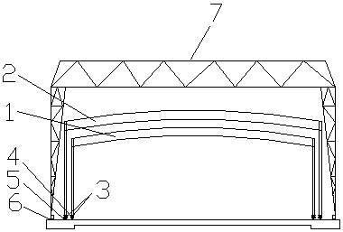 Track moving type rebar machining shed