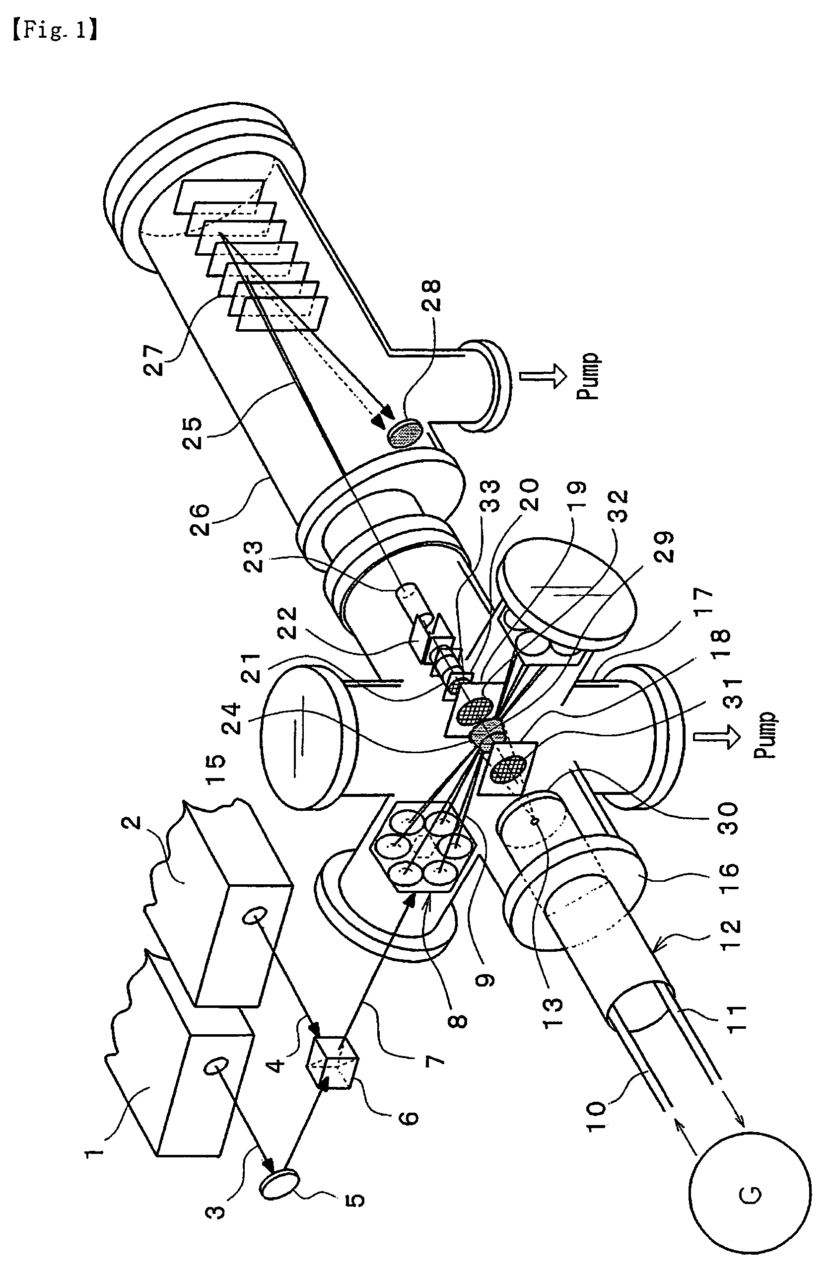 Laser ionization mass spectroscope