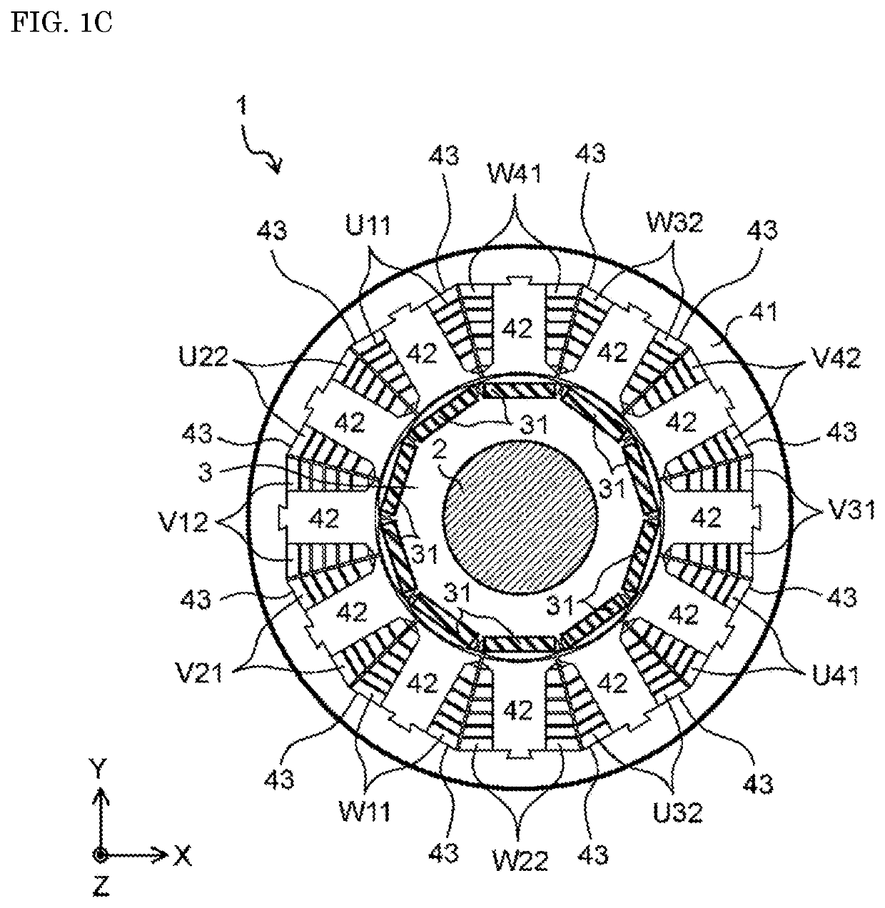 Motor having increased passage for refrigerant for cooling coils