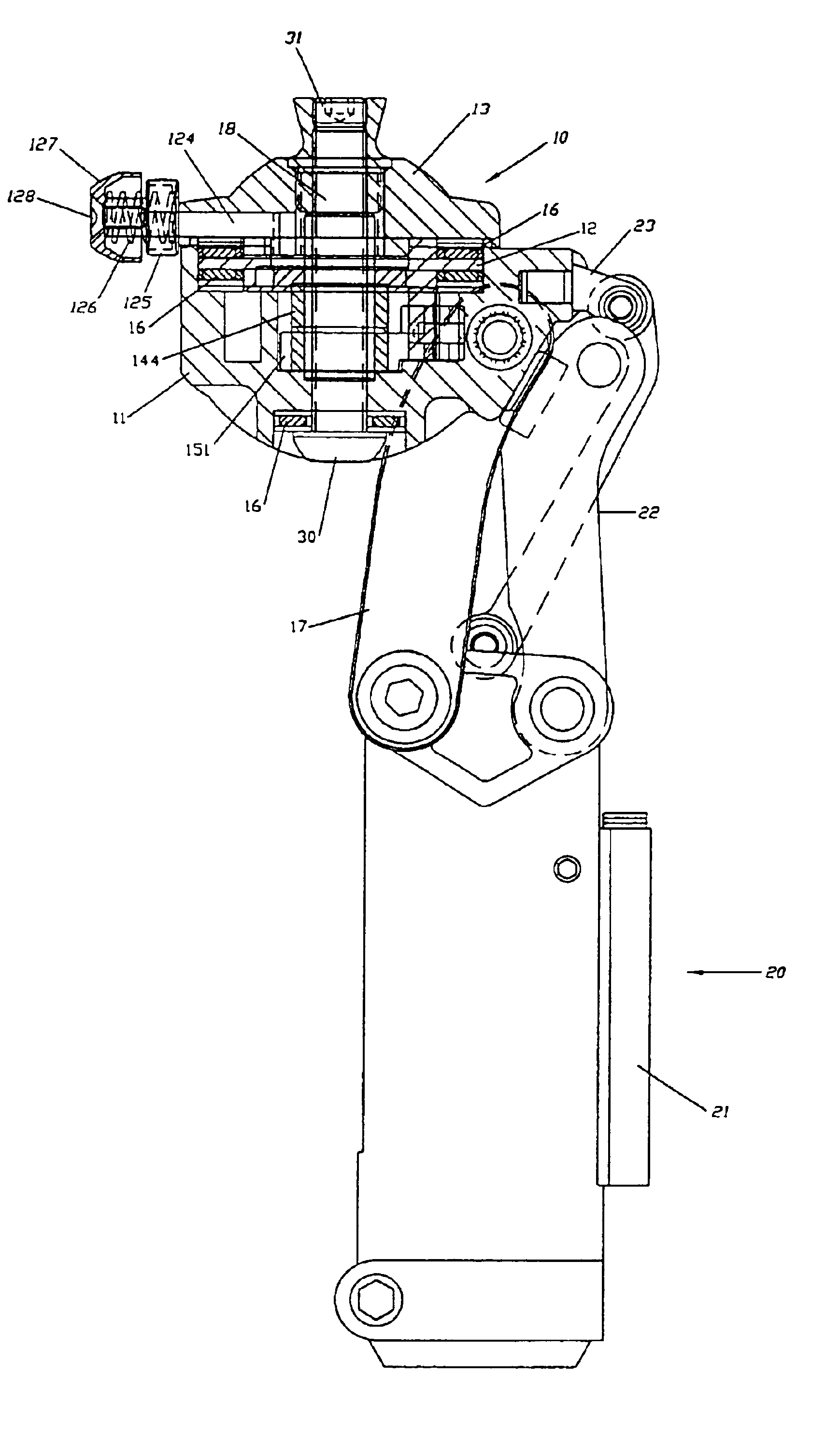 Rotating pneumatic knee joint structure