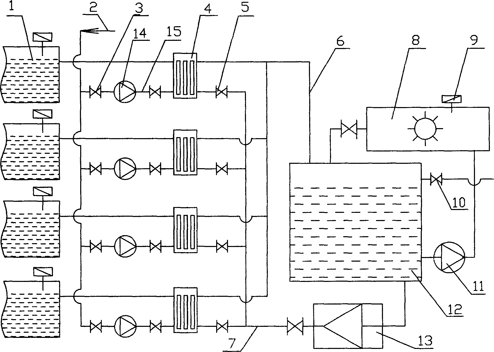 Temperature control device in seawater breeding pond water reflow treatment