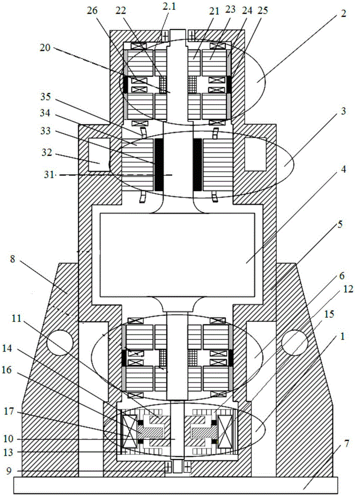 A vertical hybrid magnetic levitation flywheel energy storage system