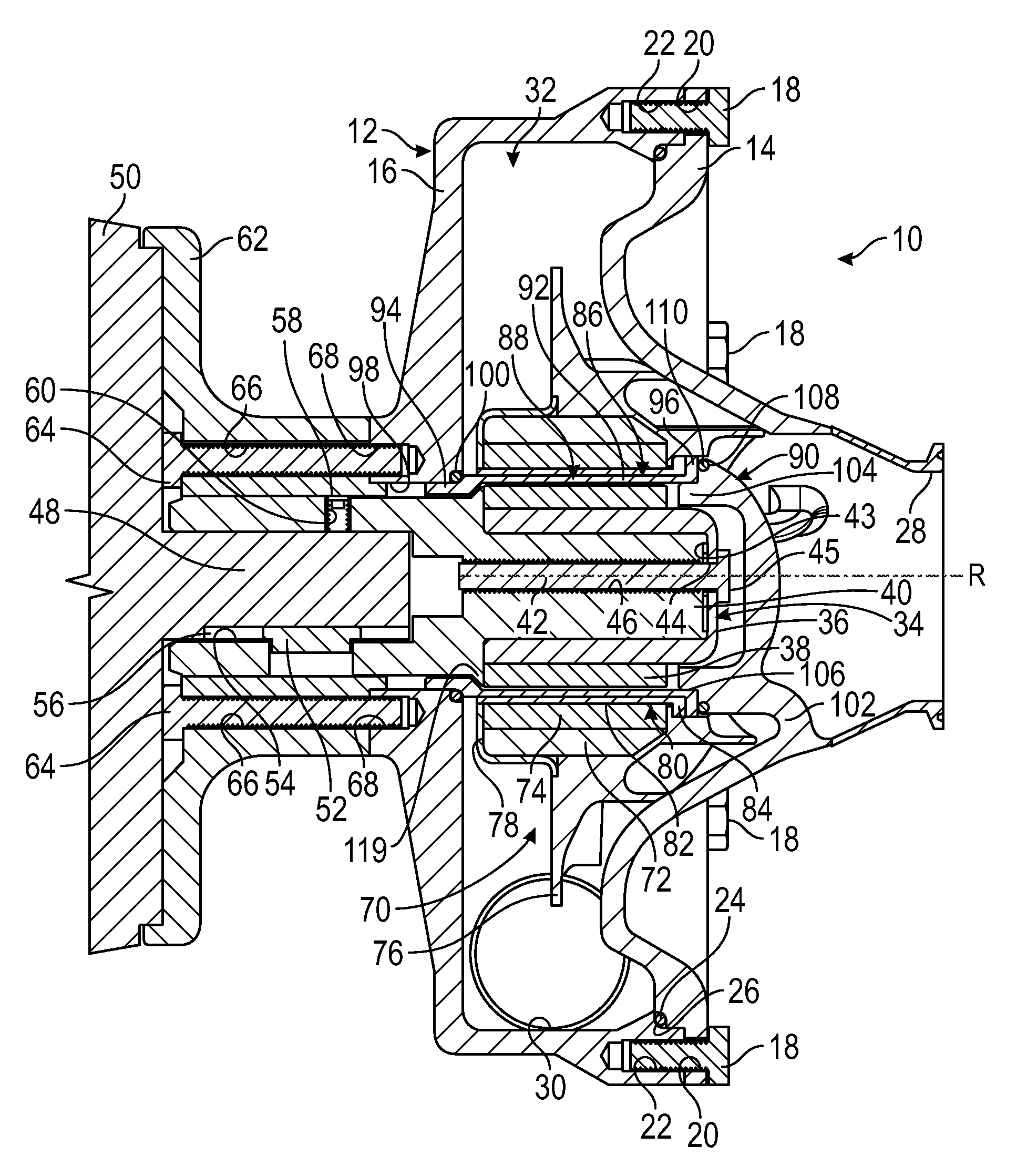 Rotary device having a radial magnetic coupling