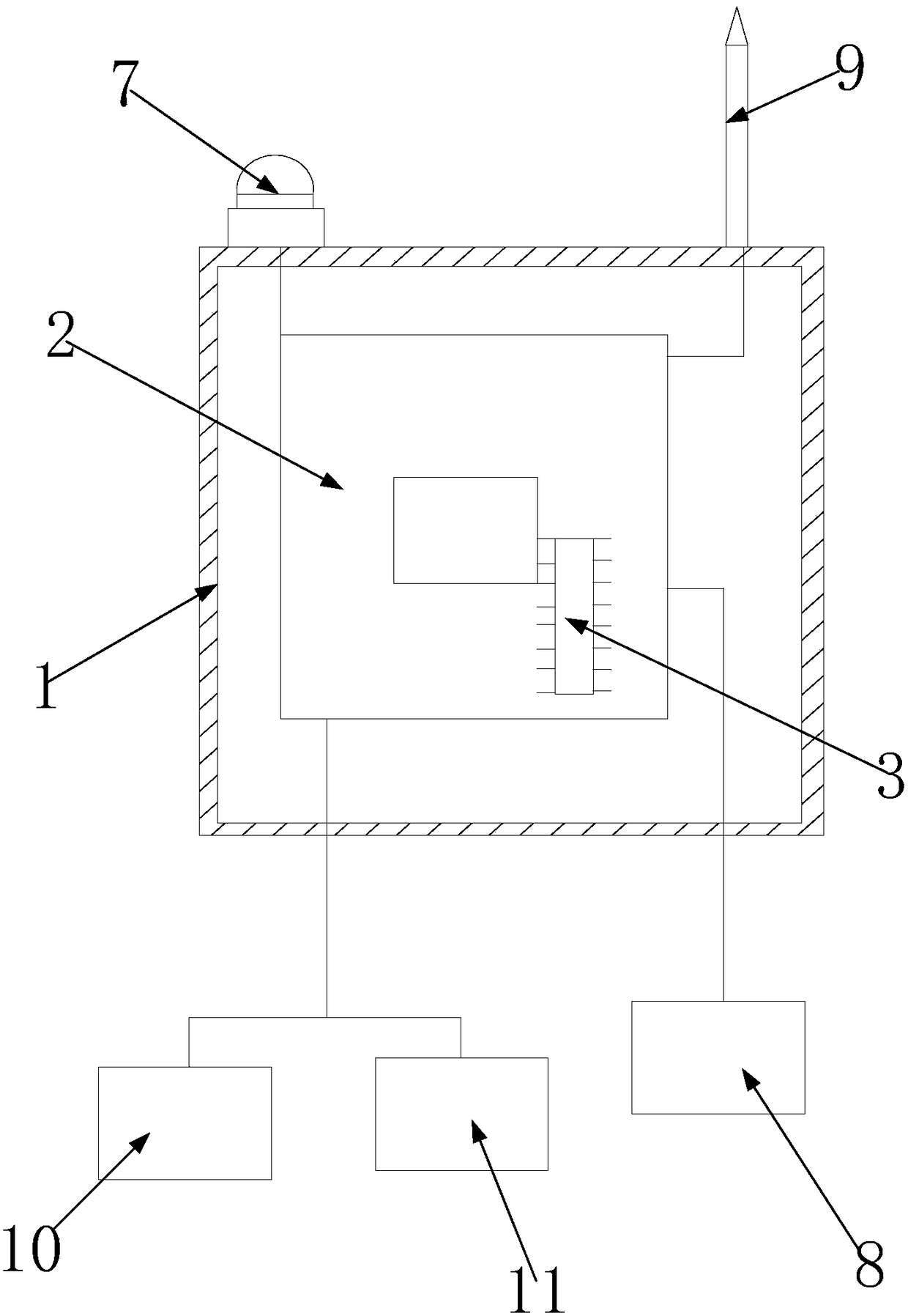 Toilet flood prevention alarm processing structure