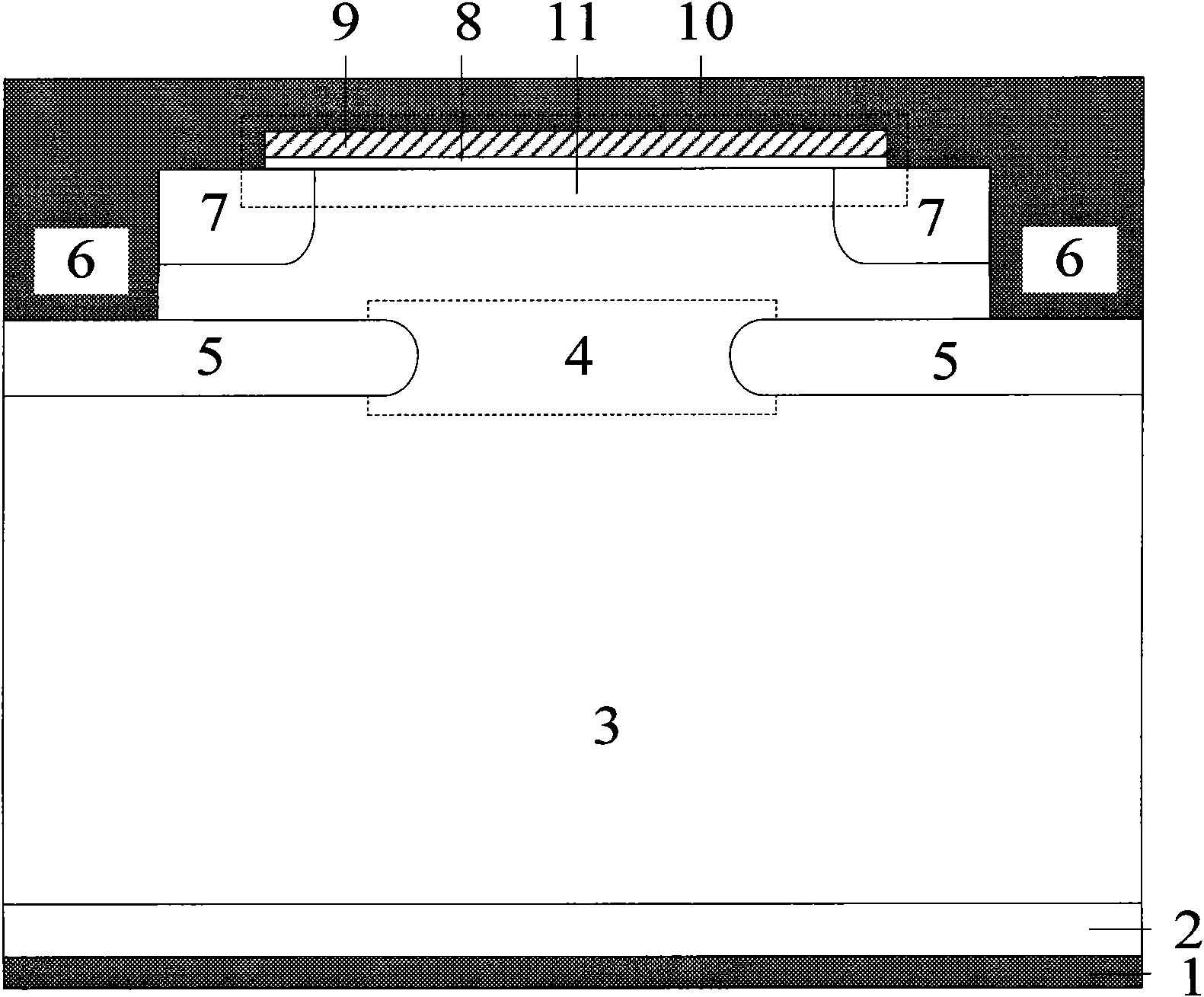 Shallow-slot metal oxide semiconductor diode