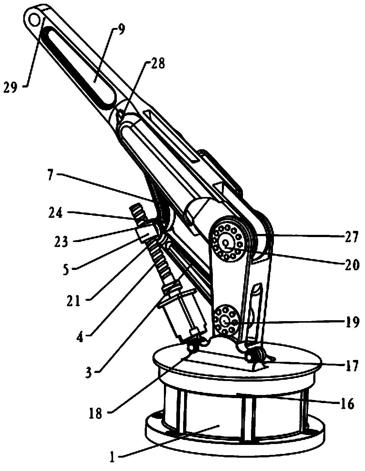 Six-freedom-degree industrial robot with ball screw pair transmission