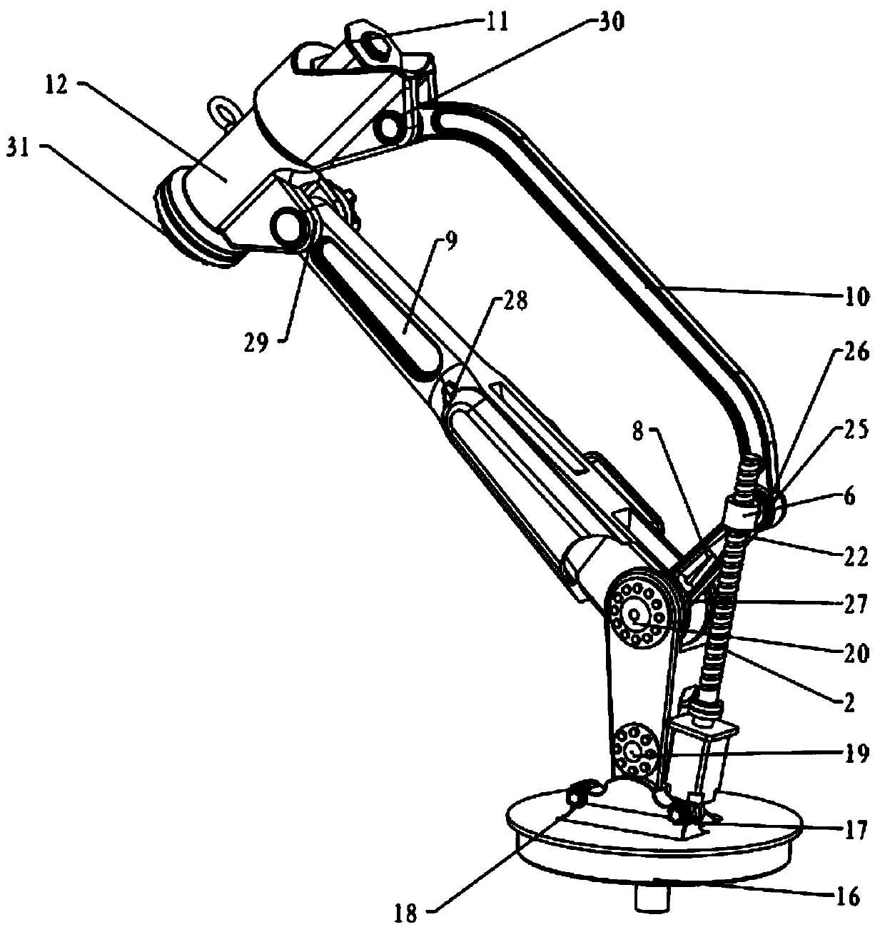 Six-freedom-degree industrial robot with ball screw pair transmission