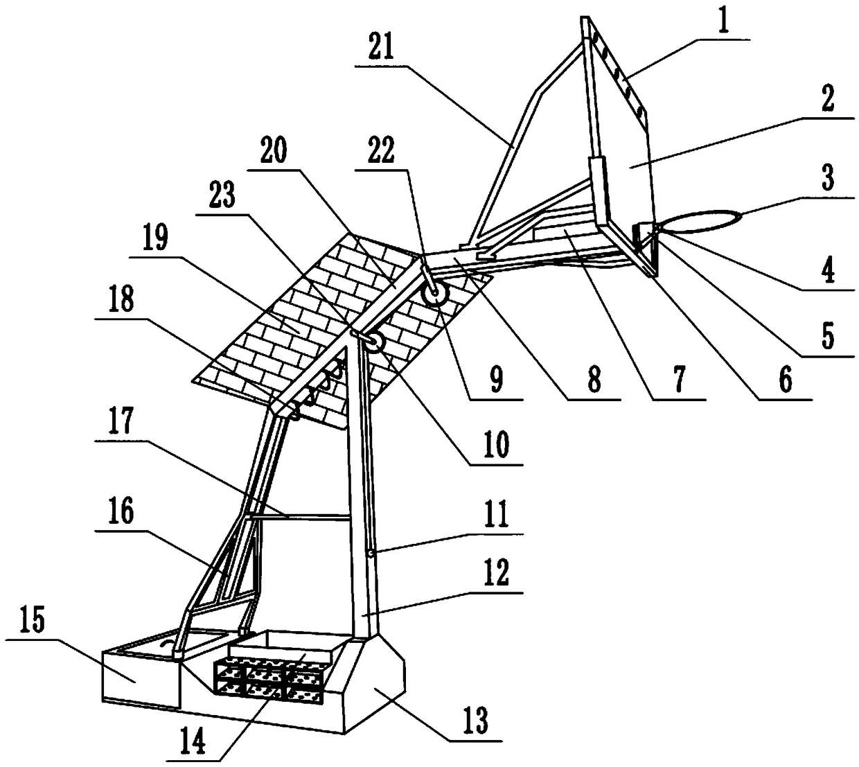 Anti-ball-clamping multifunctional basketball frame