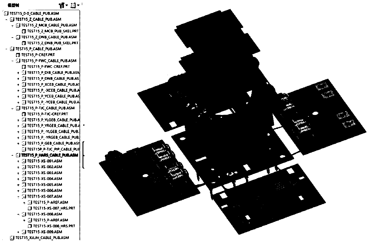 Flexible cable process digital prototype construction system and method for spacecraft assembly