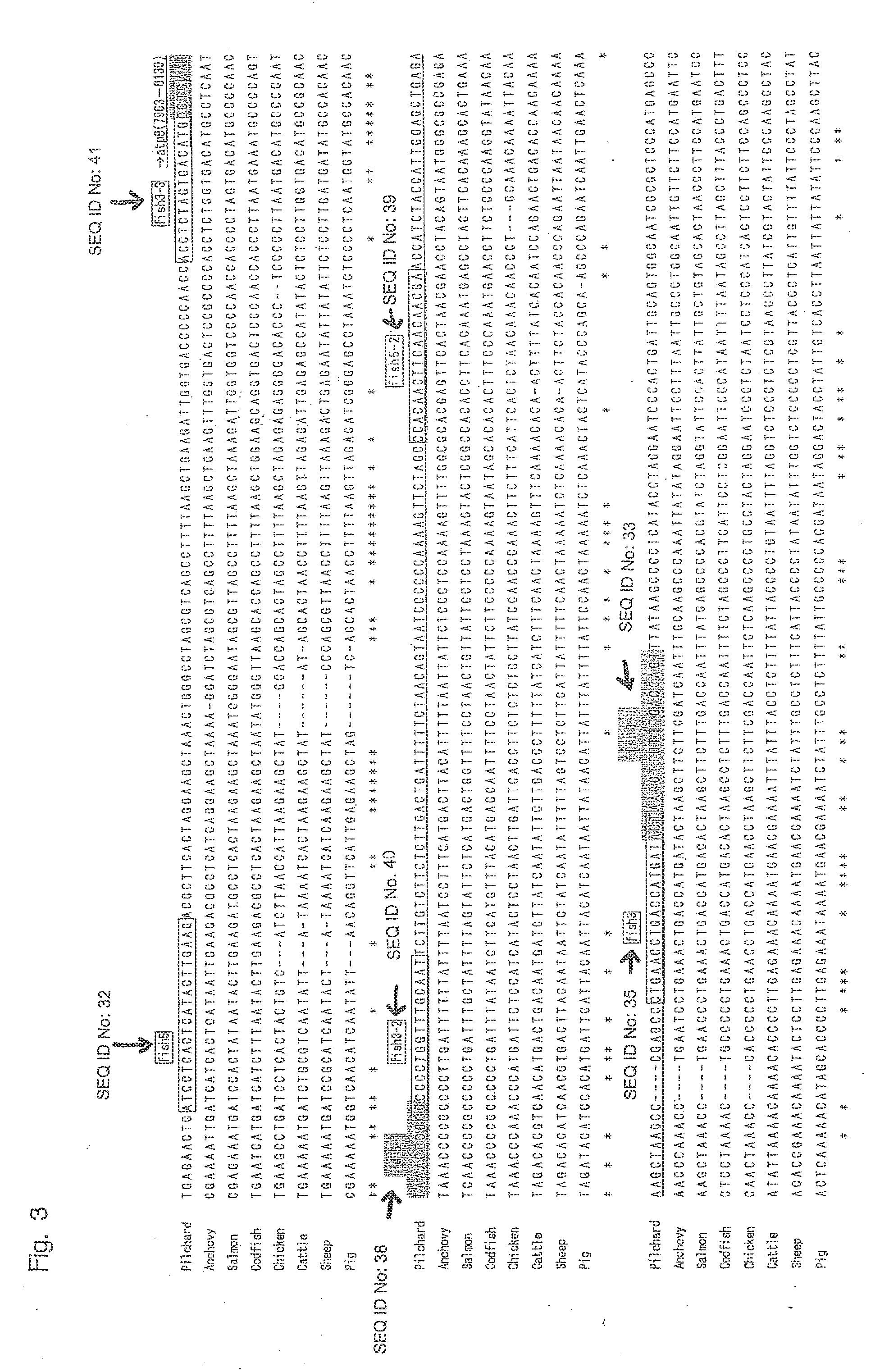 Oligonucleotide sequences that identify species of animal