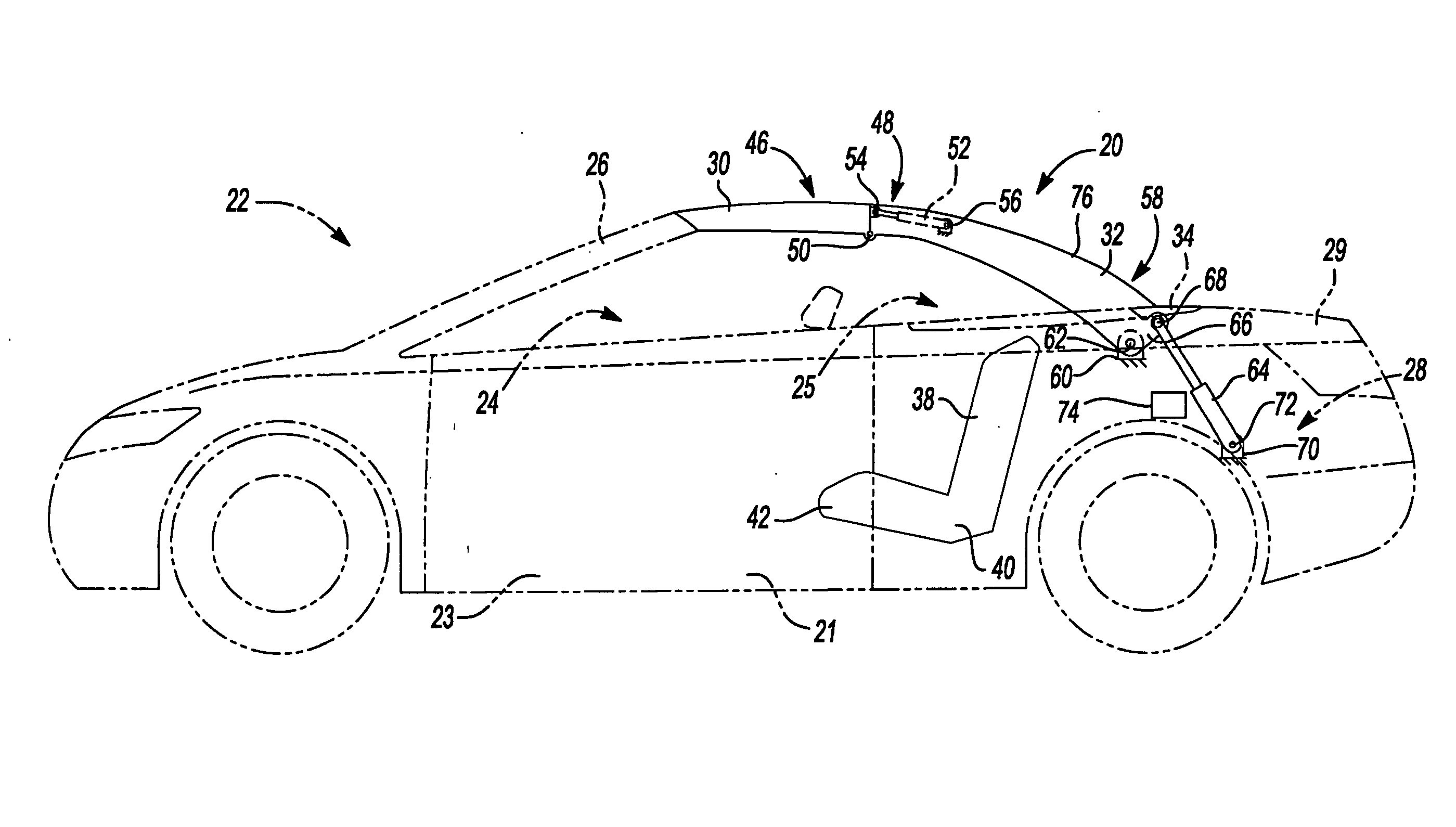 Hard top convertible roof