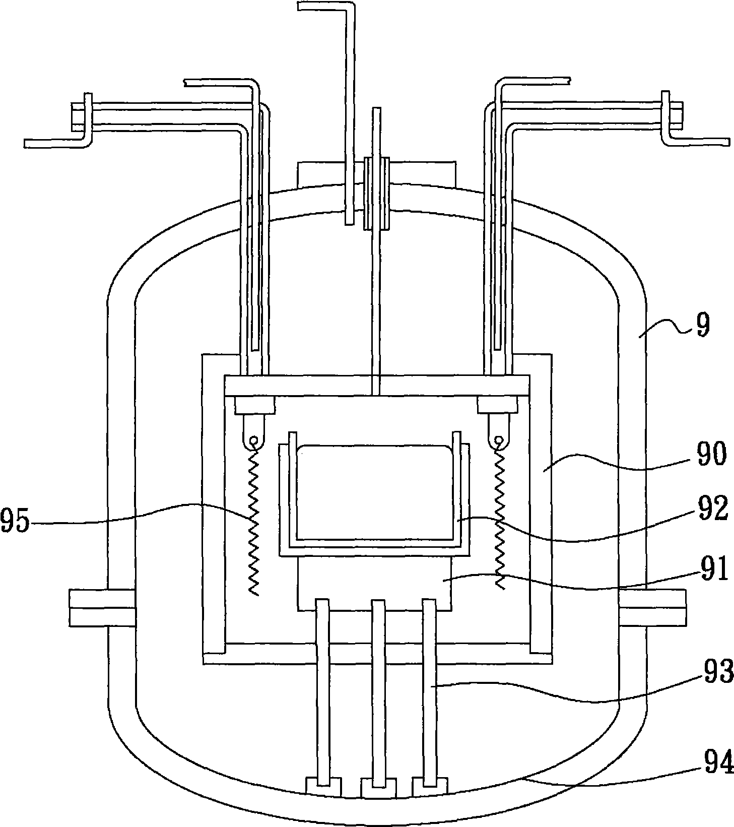 Support table body with heater in crystal growth furnace