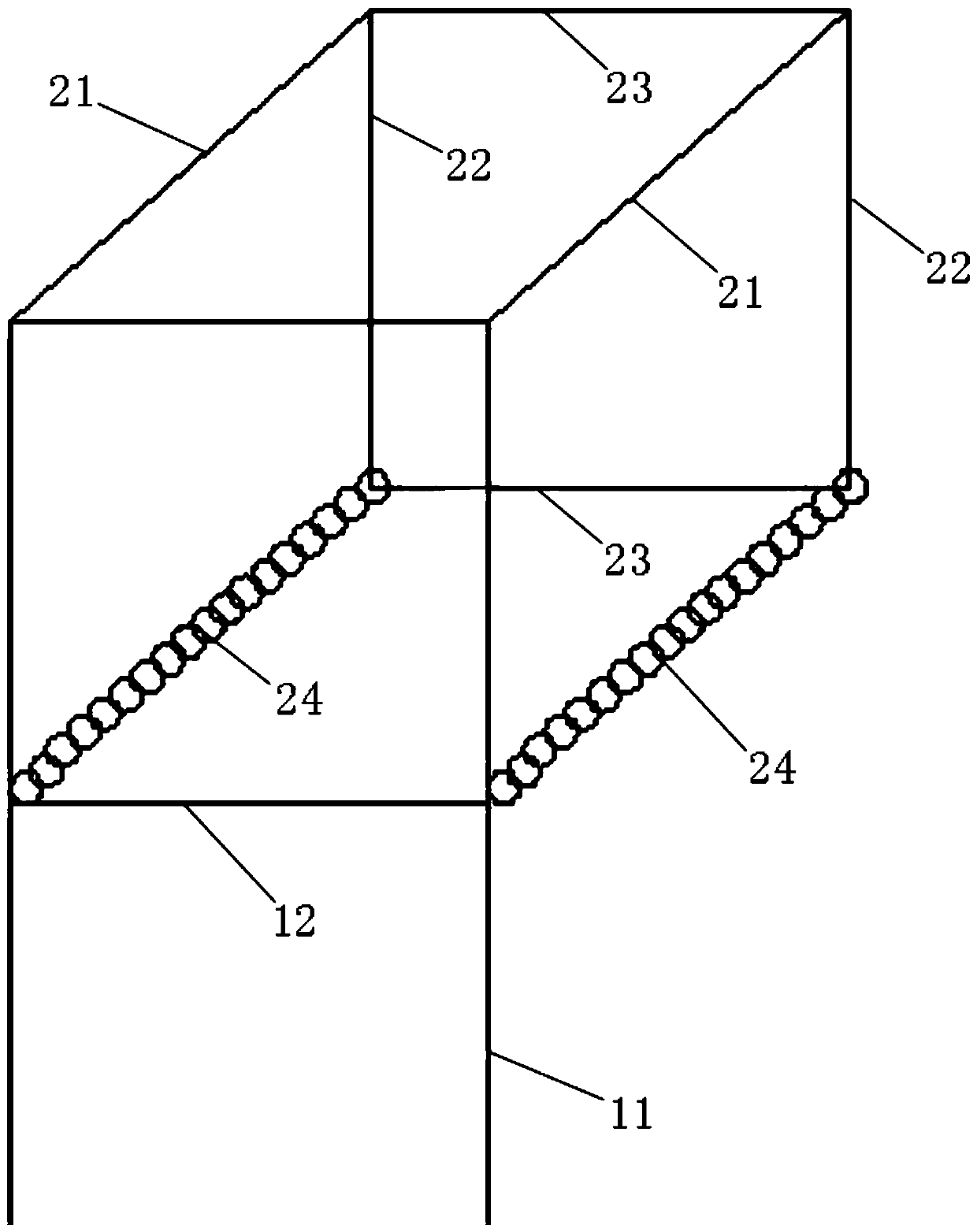 High-altitudeworking and operation platform support for hanging on steel beam and hanging method of high-altitude working and operation platform support