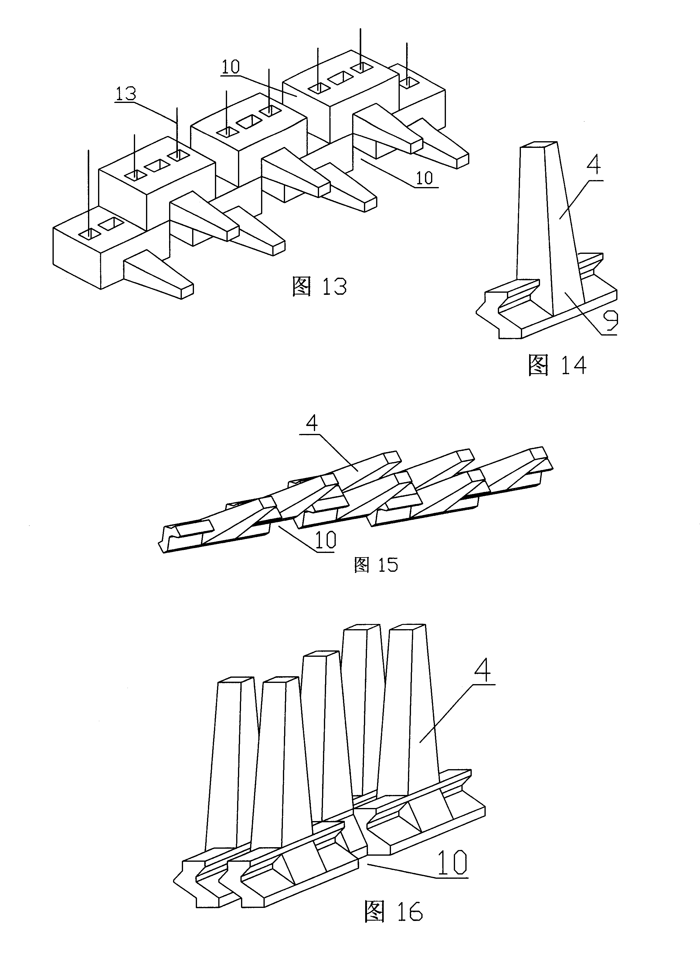 Wave dissipation building blocks forming wave dissipation wall body and formed wall body