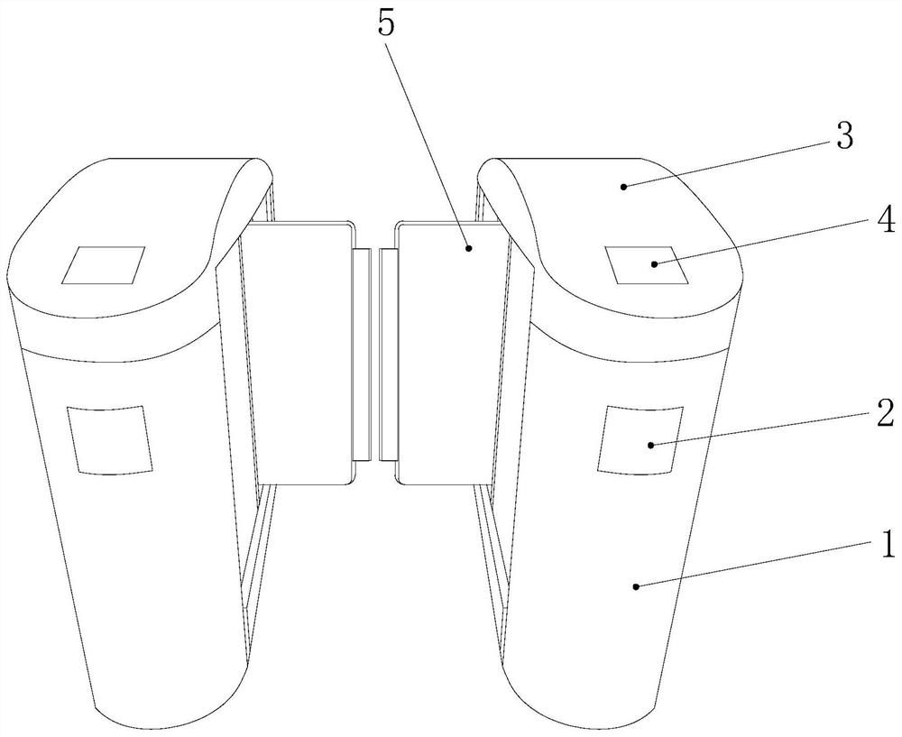 An access control card swiping device with retractable function to prevent pinching and spraying