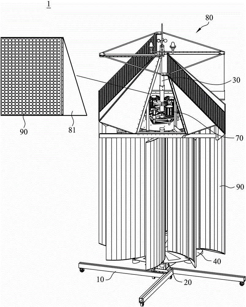 Wind power generating device combining solar panels and power generating device consisting of wind power generating devices