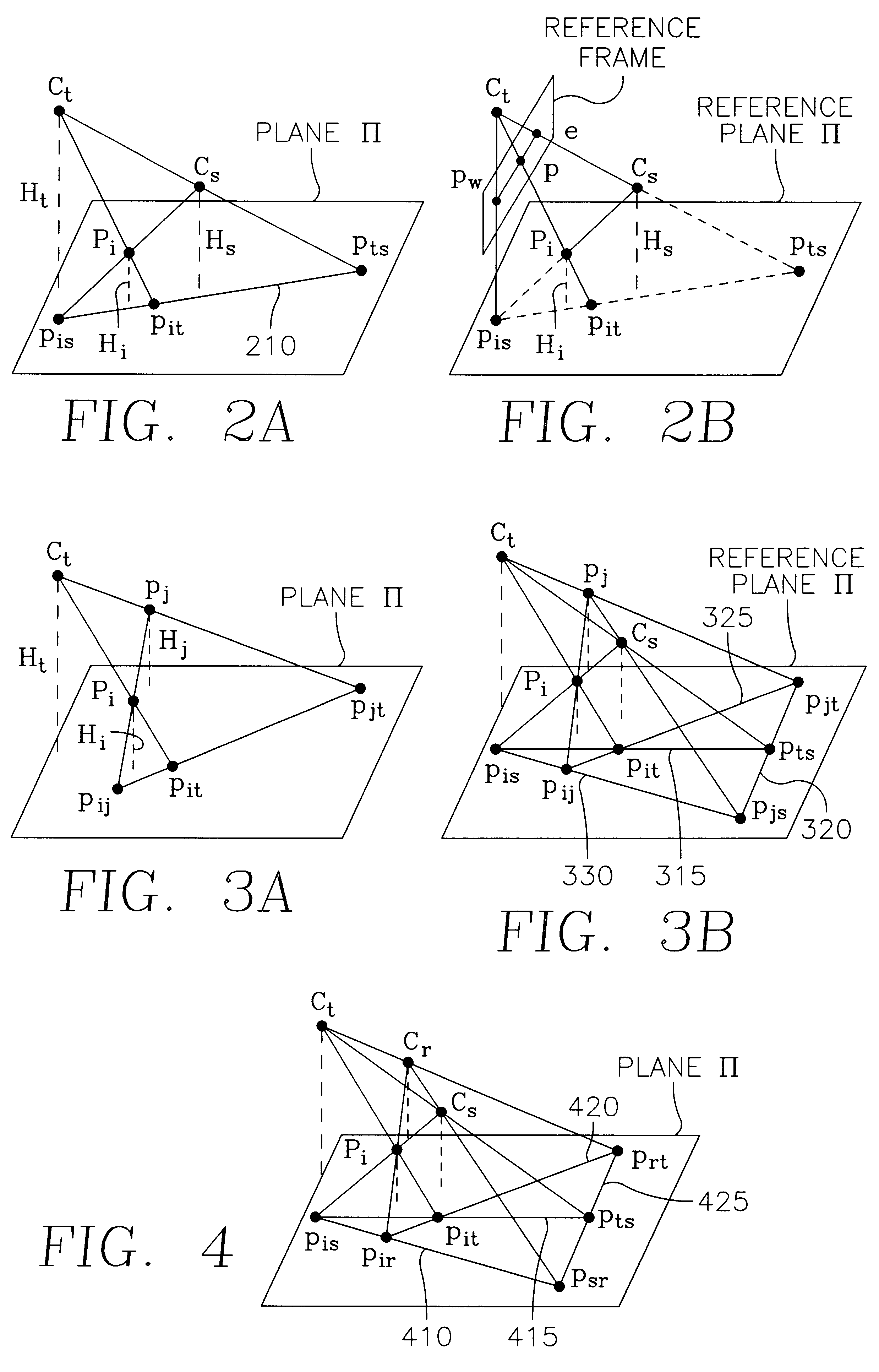 View synthesis from plural images using a trifocal tensor data structure in a multi-view parallax geometry