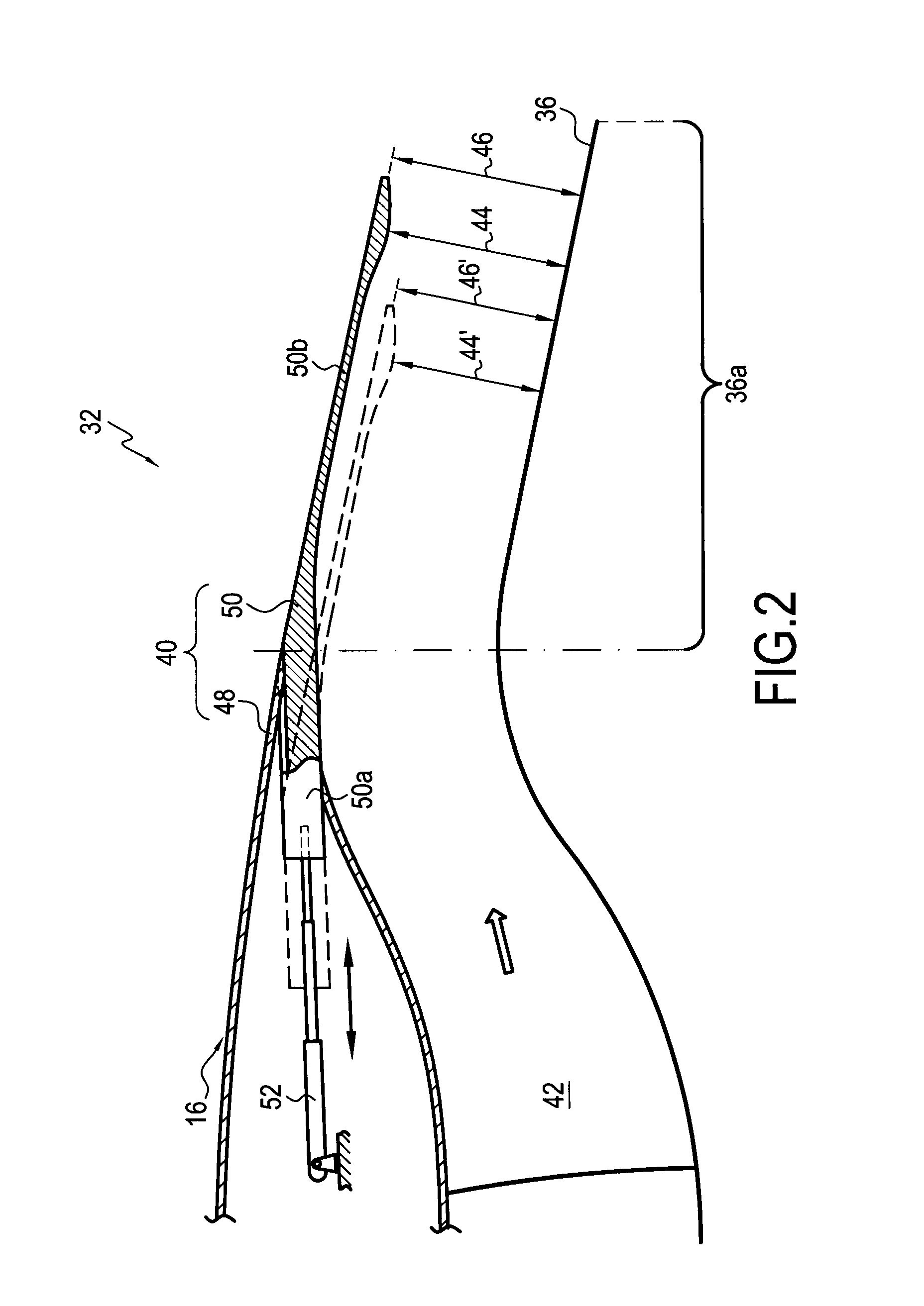 Gas exhaust nozzle for a bypass turbomachine having an exhaust or throat section that can be varied by moving the secondary cowl