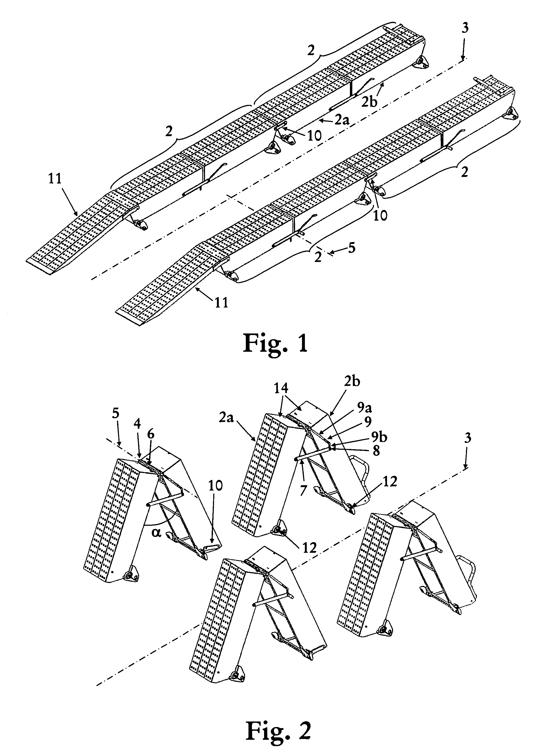 Combined ramp and vehicle chocking construction