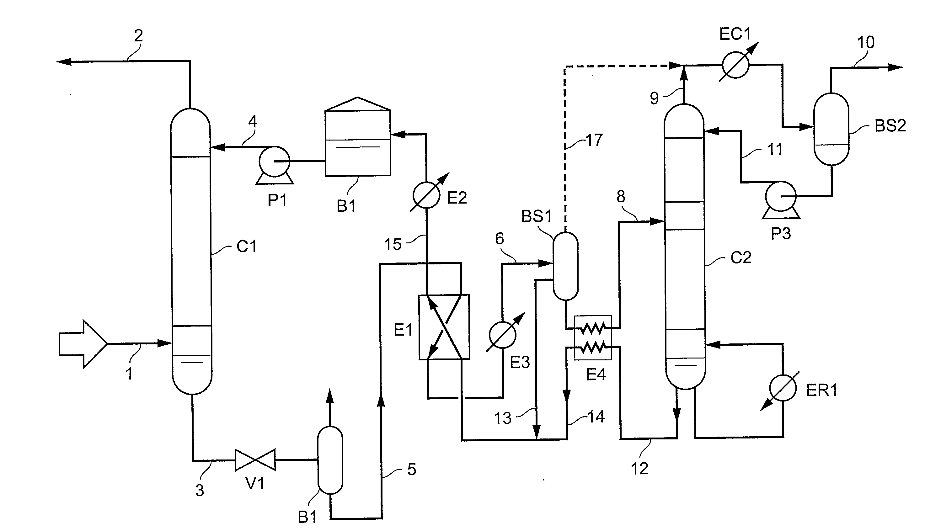 Method of deacidizing a gas by means of an absorbent solution with fractionated regeneration through heating