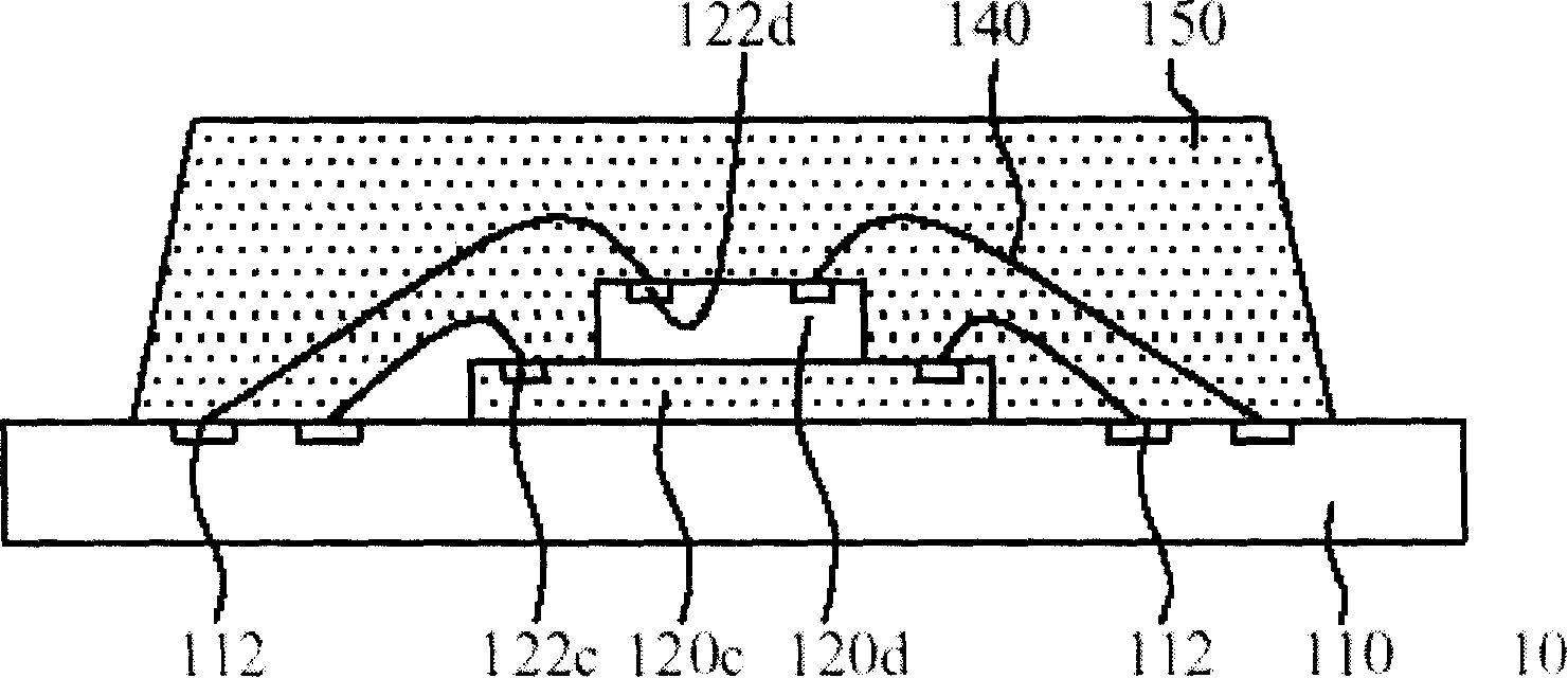 Stacking chip encapsulation structure with multi-section bus bar in lead rack