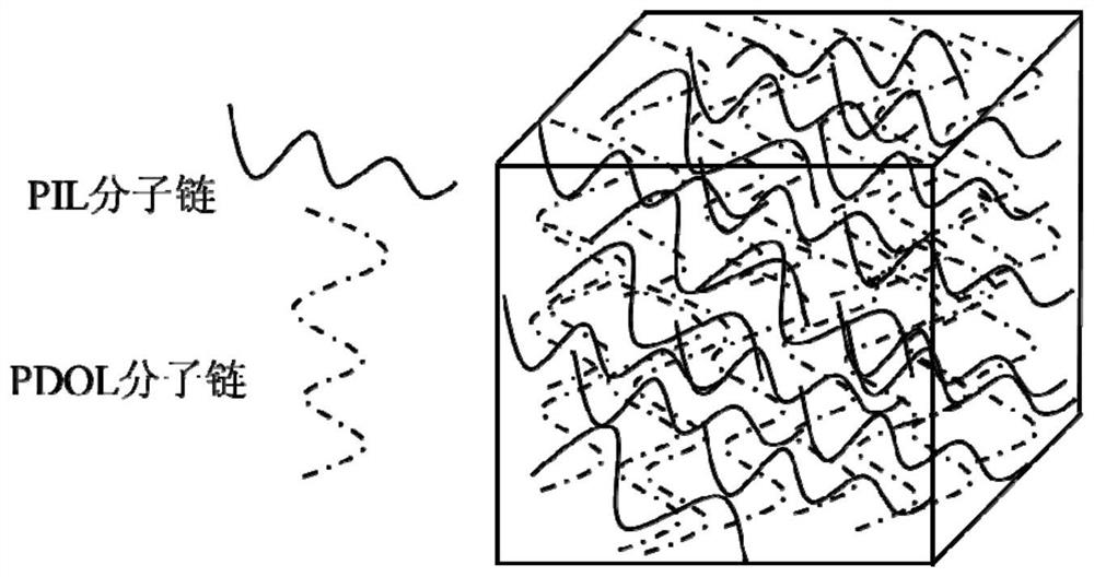 Interpenetrating network structure layer and in-situ preparation method and application thereof