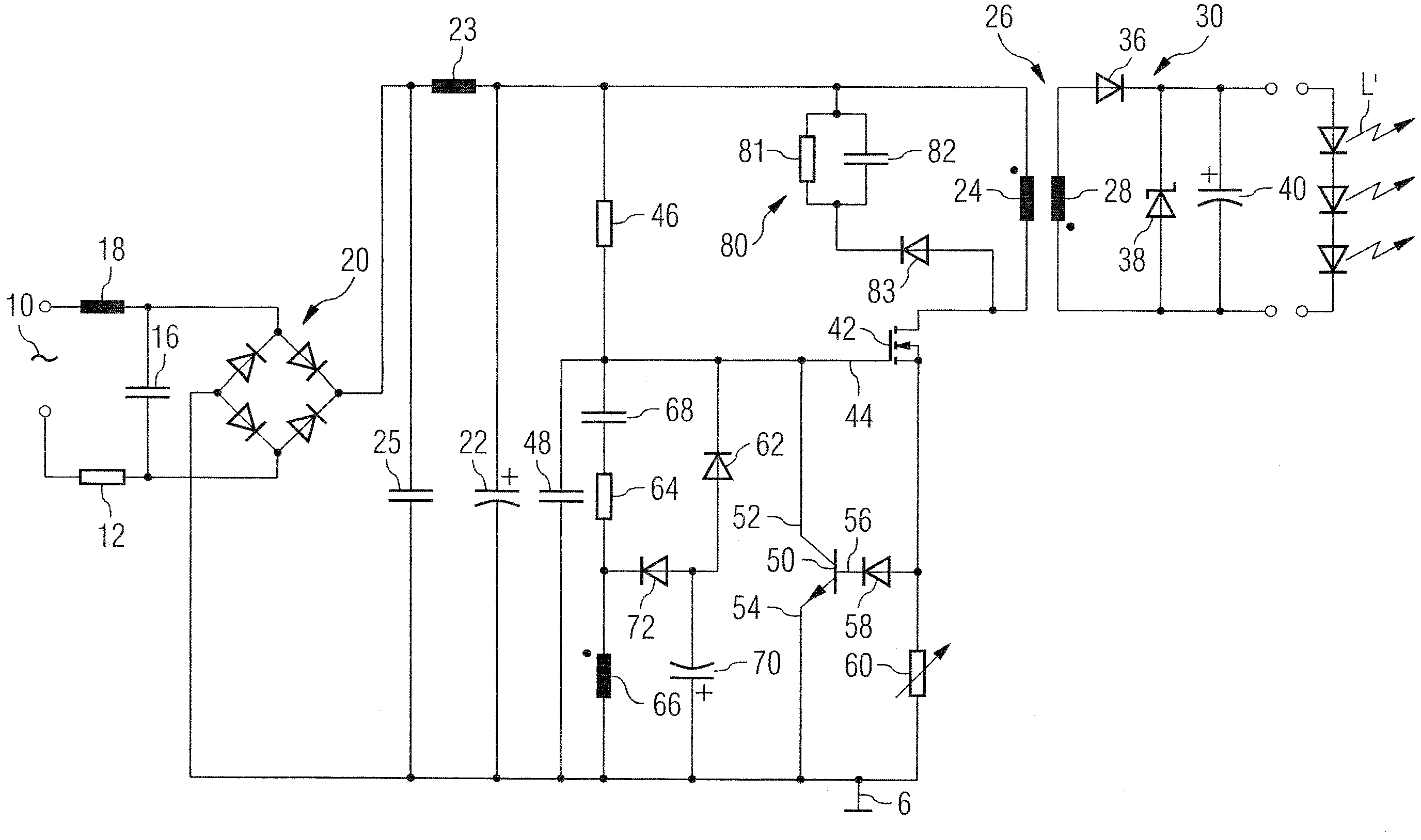 Driver arrangement for LED lamps