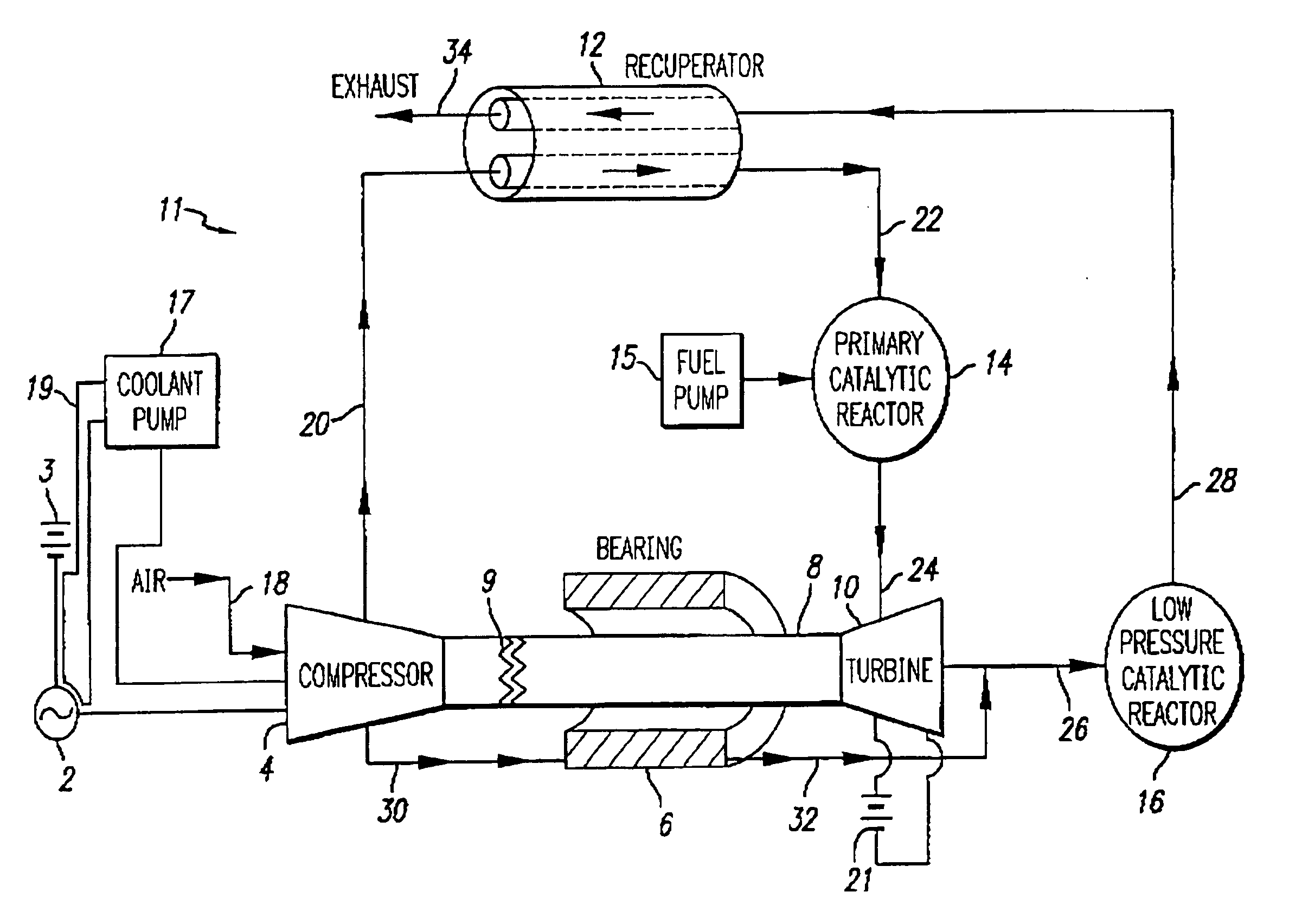 Integrated turbine power generation system with catalytic reactor