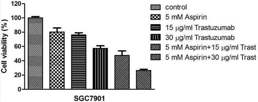 Application of aspirin and herceptin combination or synergy in oncotherapy