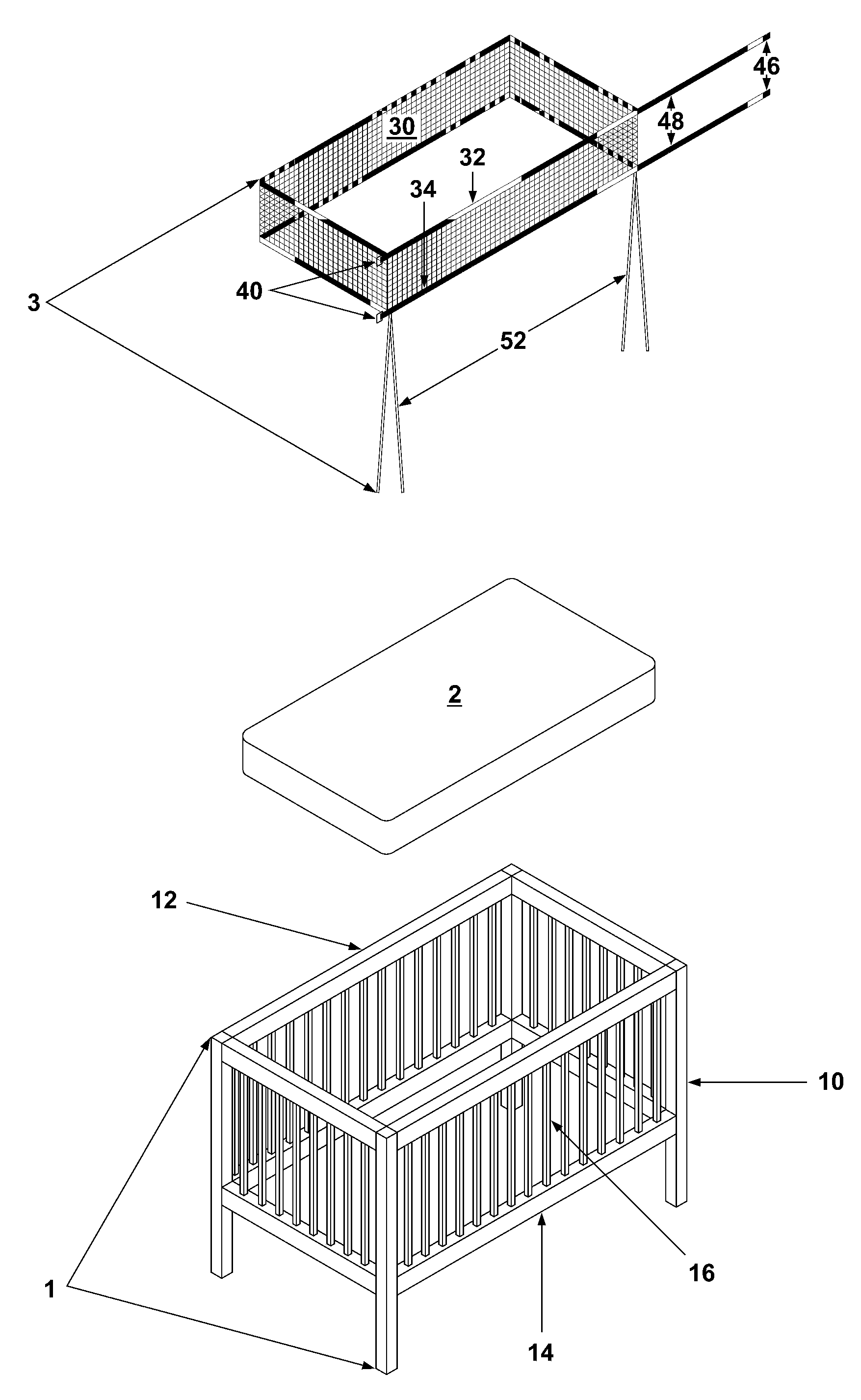 Mesh crib bumper and enclosure