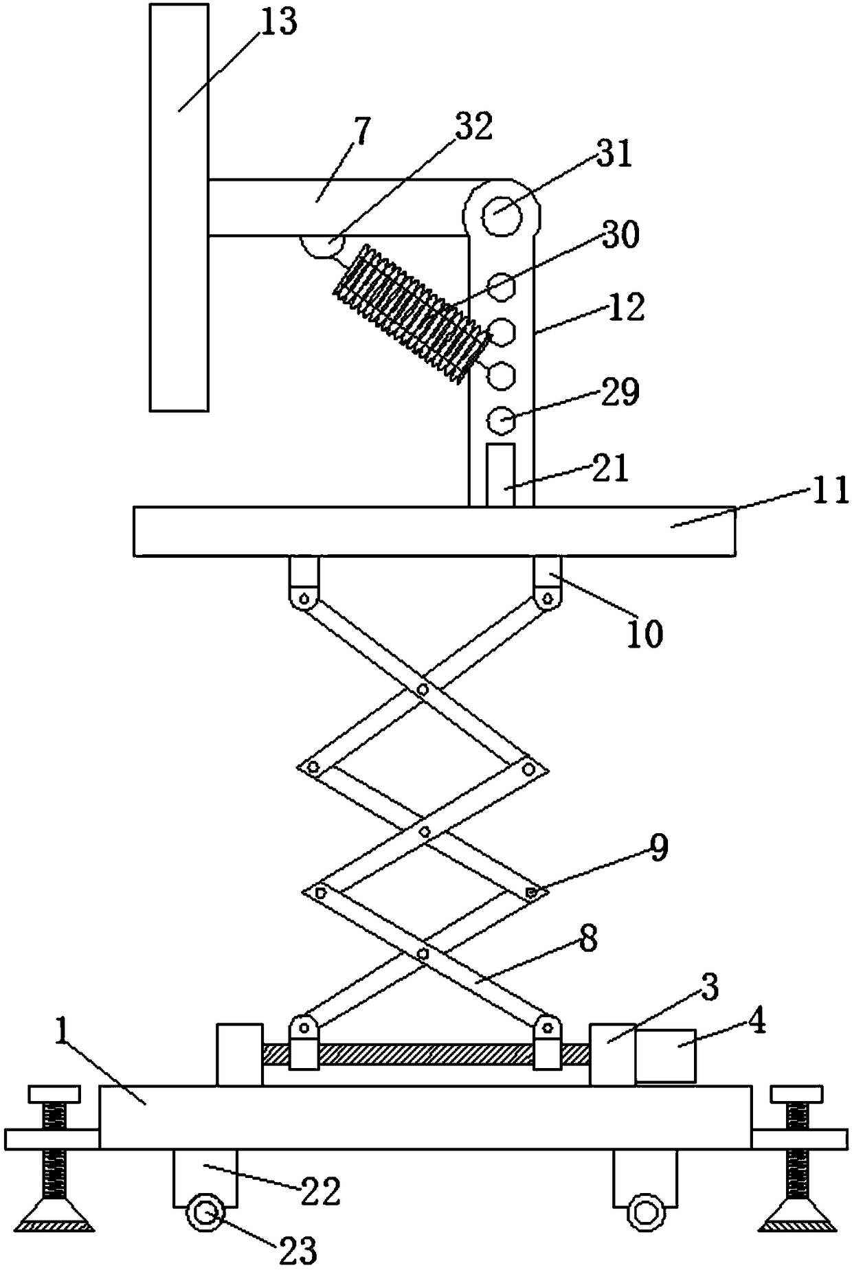 Supporting and adjusting device for communication equipment