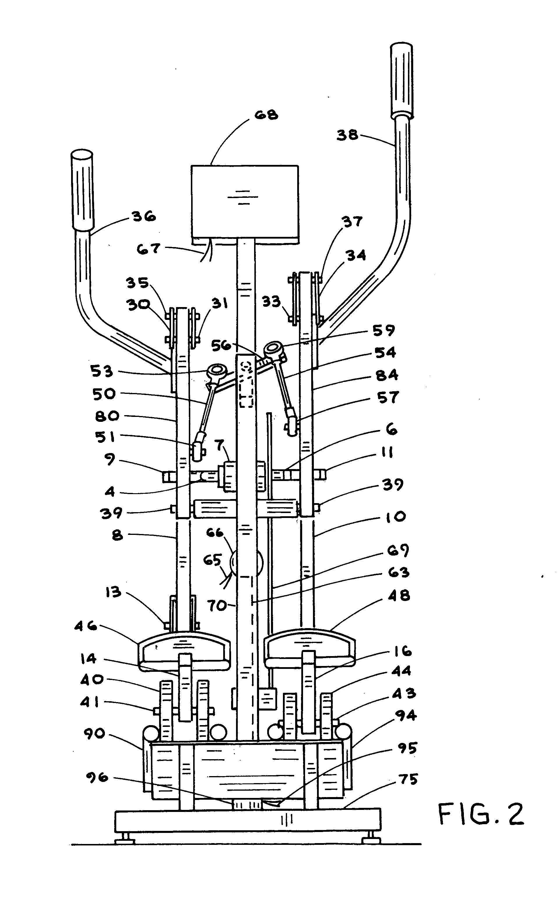 Free pace elliptical exercise apparatus