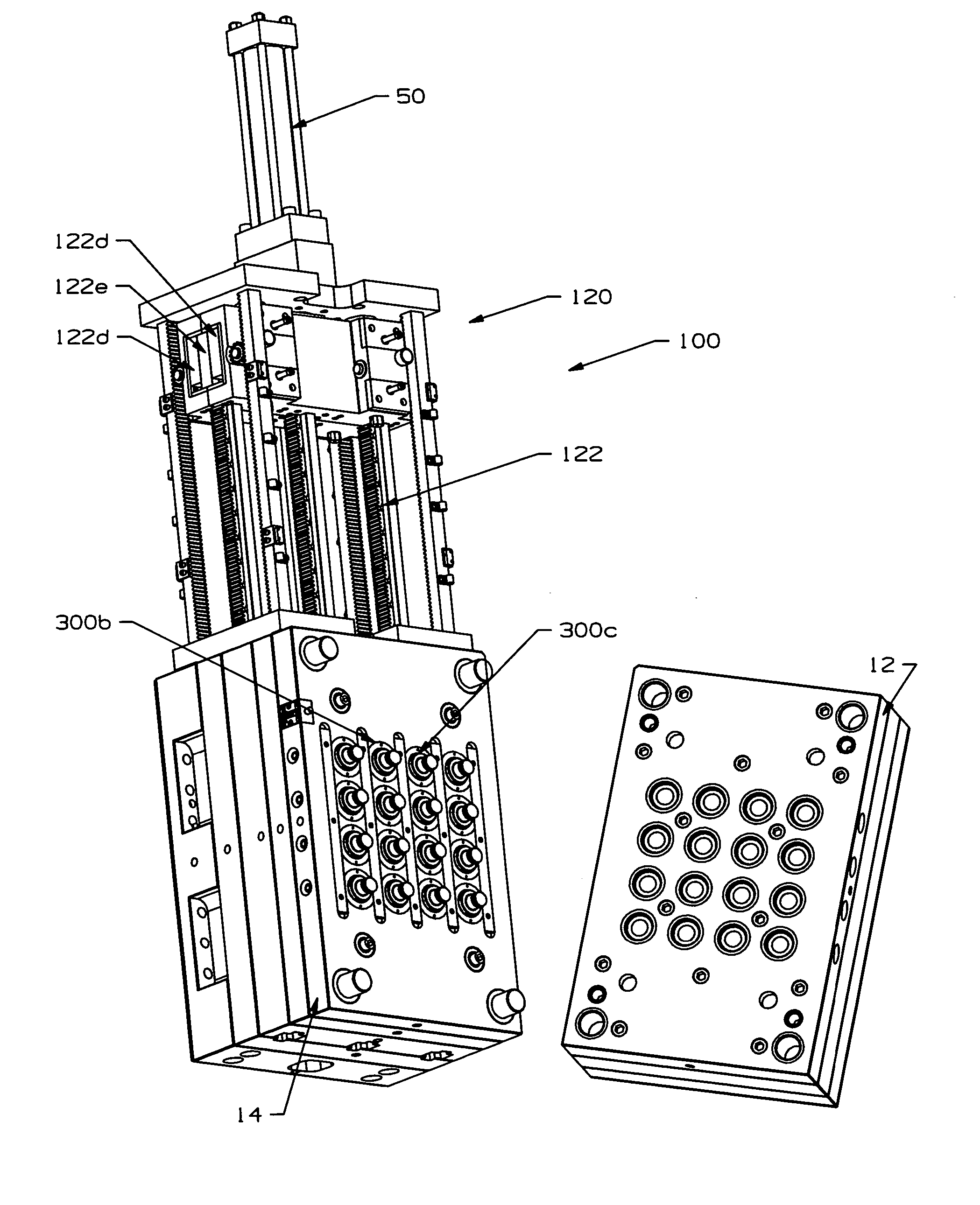 Apparatus for making threaded articles in a plastic injection molding process