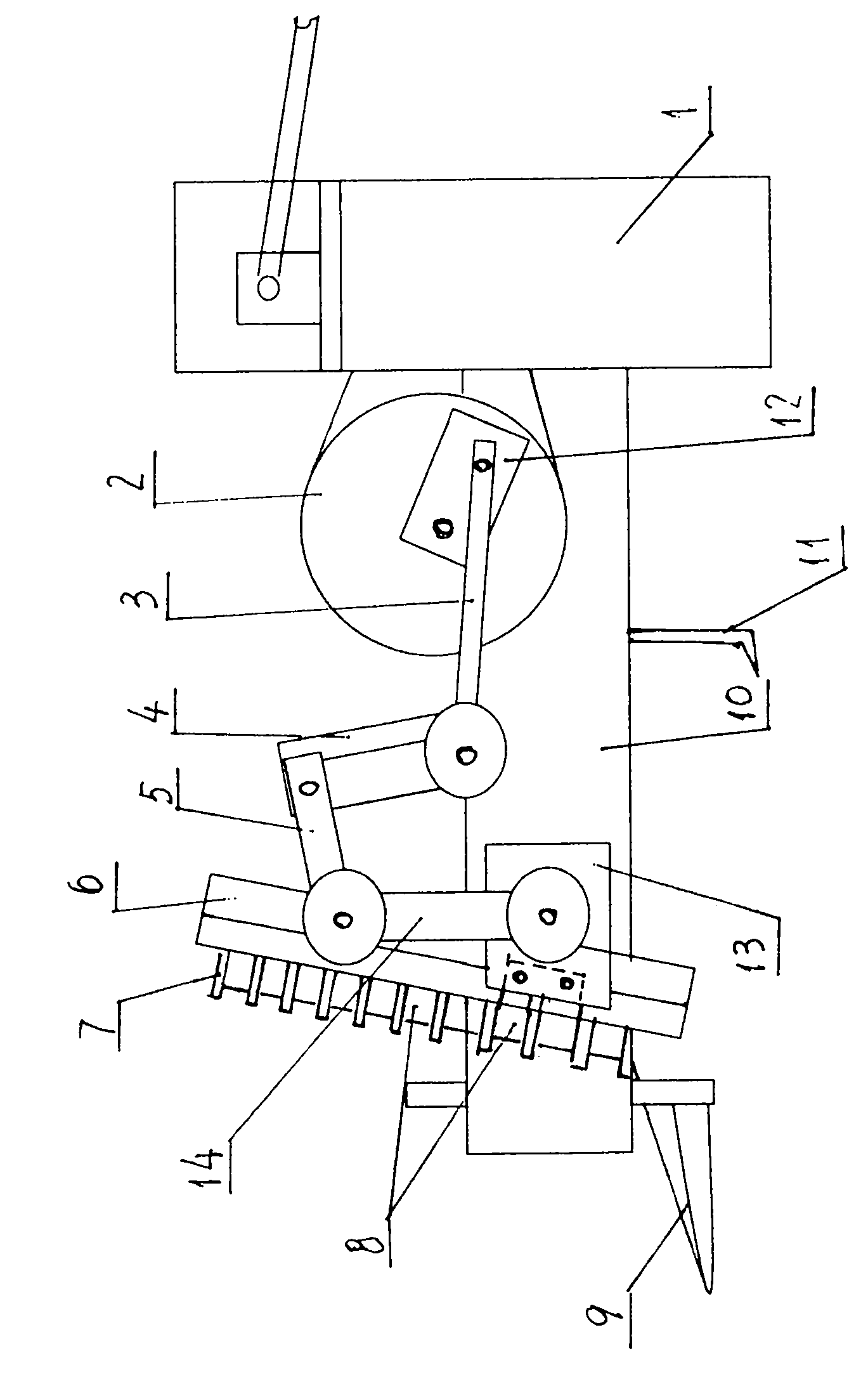 Hybrid beans vine-breaking mechanism of harvester