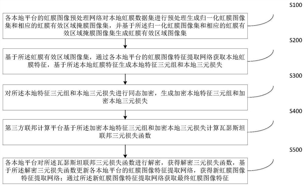 Iris image feature extraction method, system and device based on federated learning