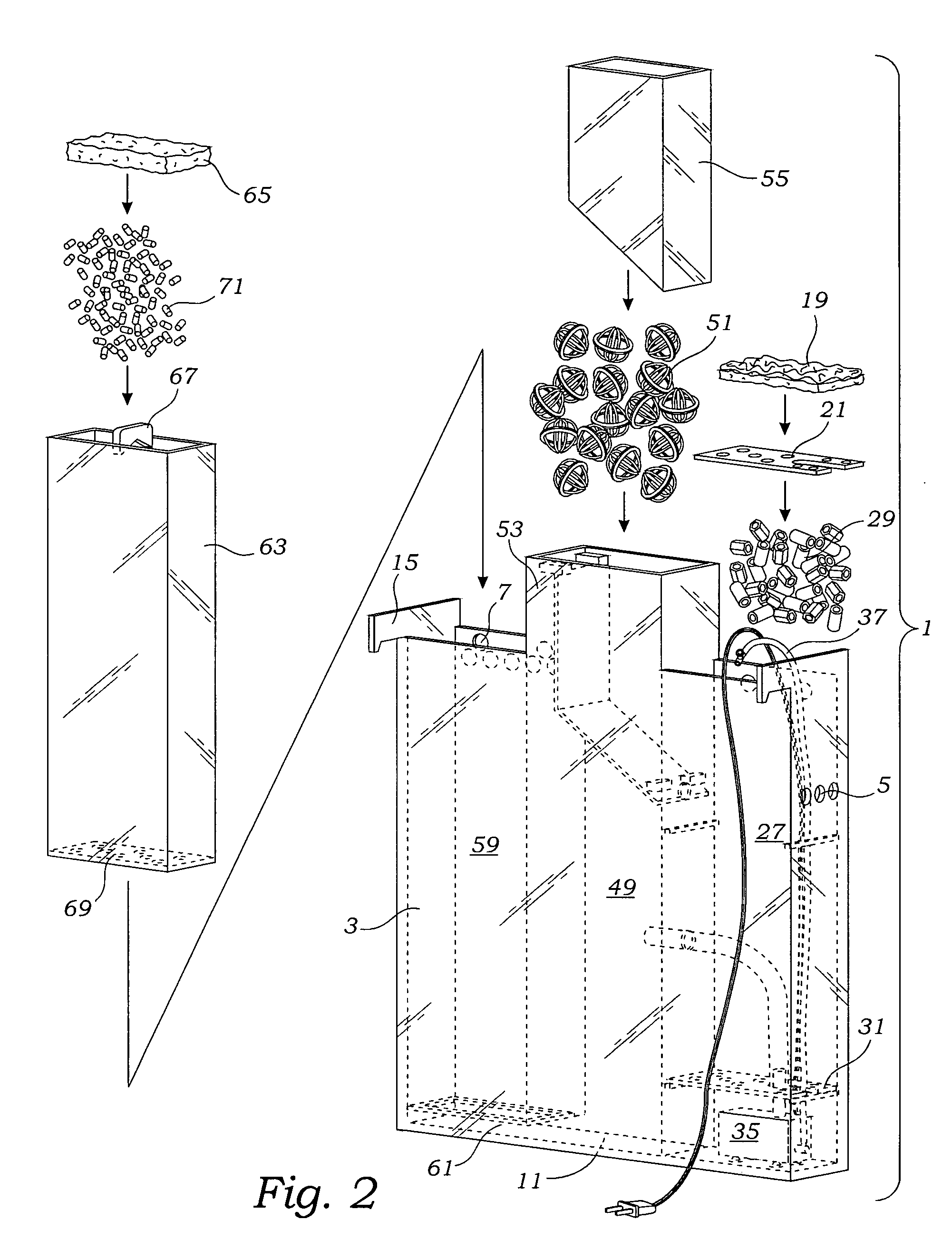 Aquarium filtration system with bio-reactor