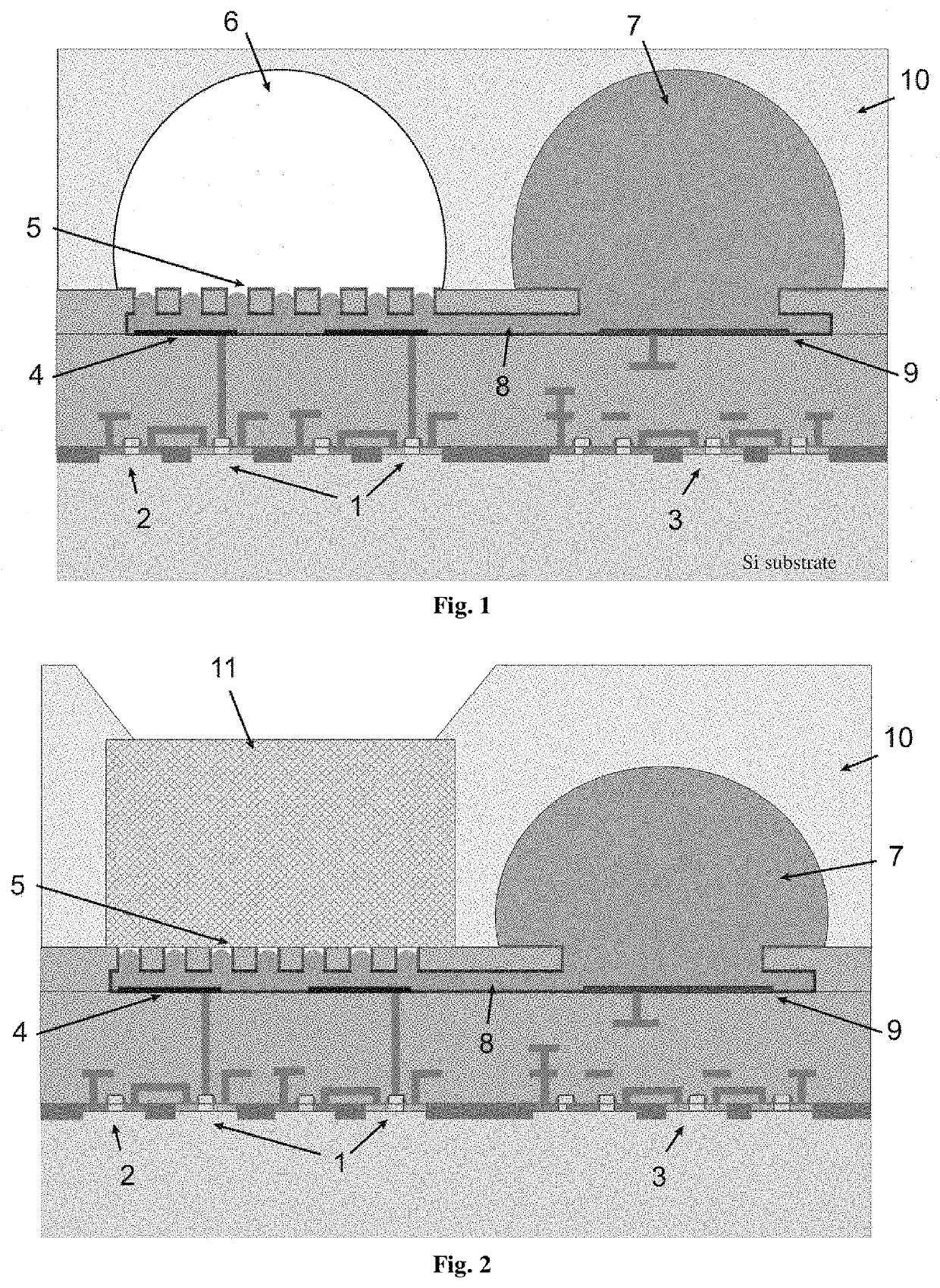 Device for detecting and identifying analytes in a multicomponent environment and method for manufacturing same