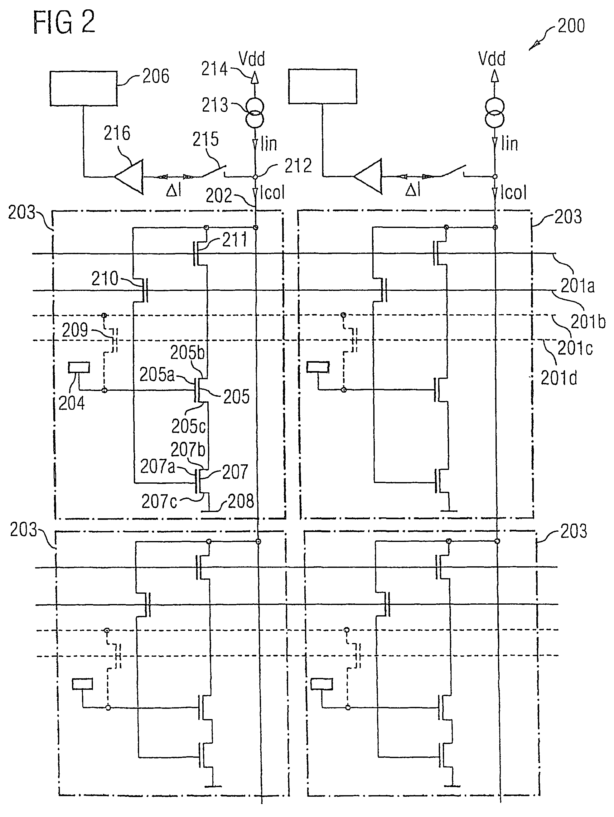 Biosensor circuit and sensor array consisting of a plurality of said biosensor circuits and biosensor array