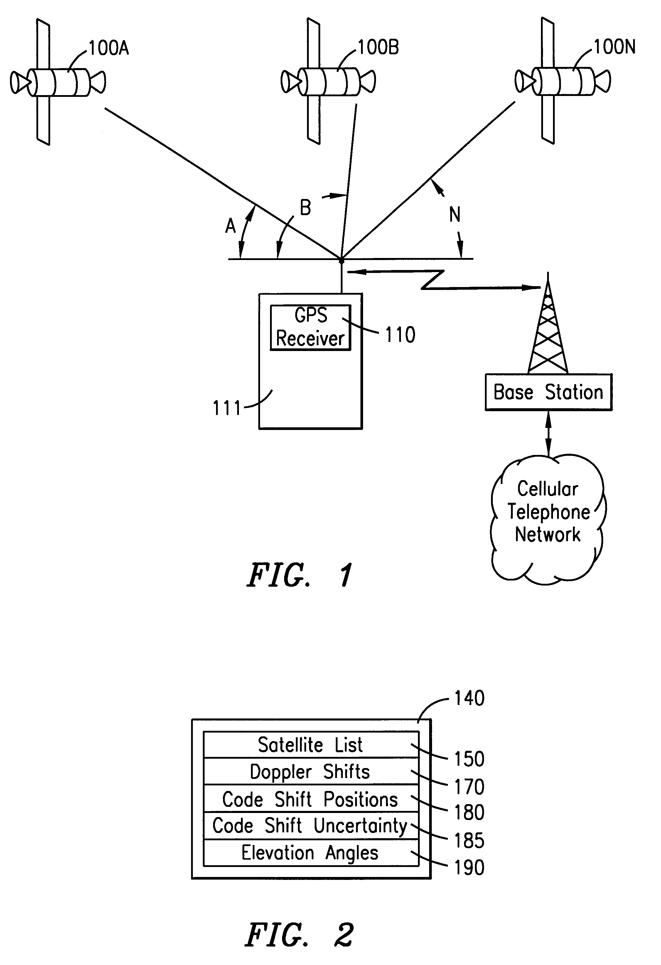 Method and apparatus for communicating auxilliary information and location information between a cellular telephone network and a global positioning system receiver for reducing code shift search time of the receiver