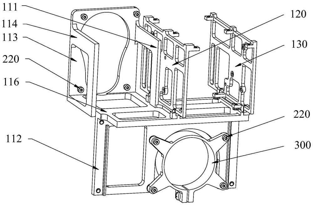 Multi-optical-axis adjusting mechanism, pod and carrying equipment