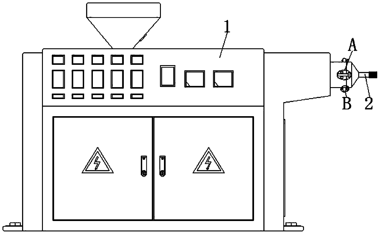 Extrusion head replacing mechanism of extruder for plastic production